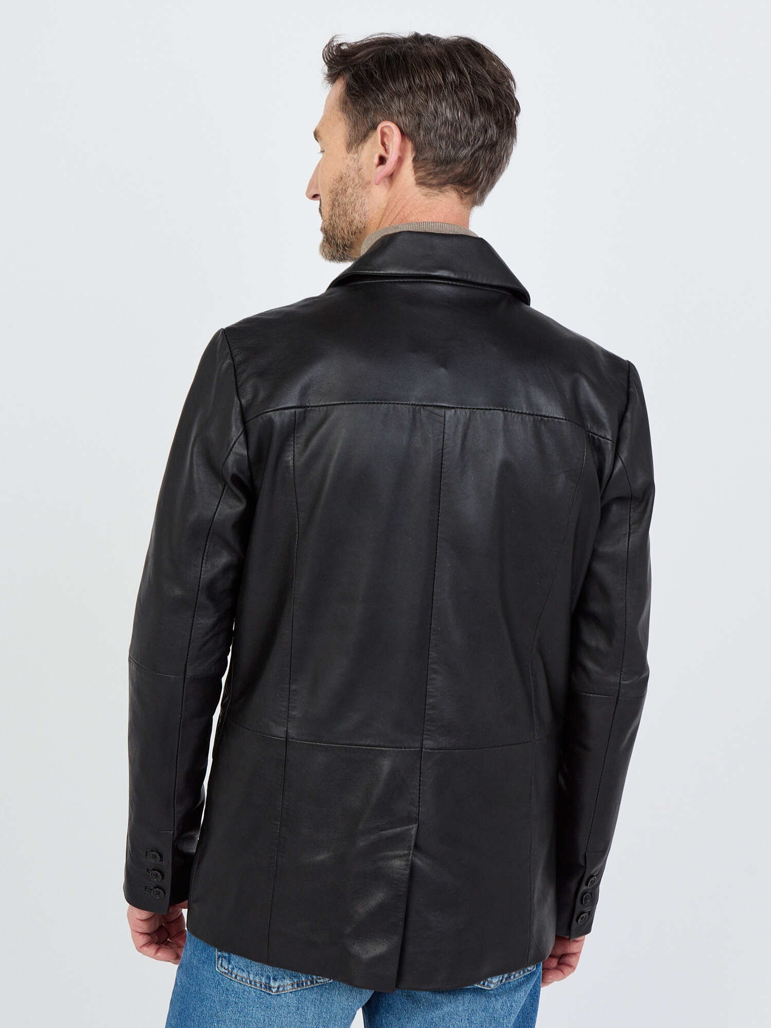 JCC Armando Leather Jacket Men's Black Size 60 3