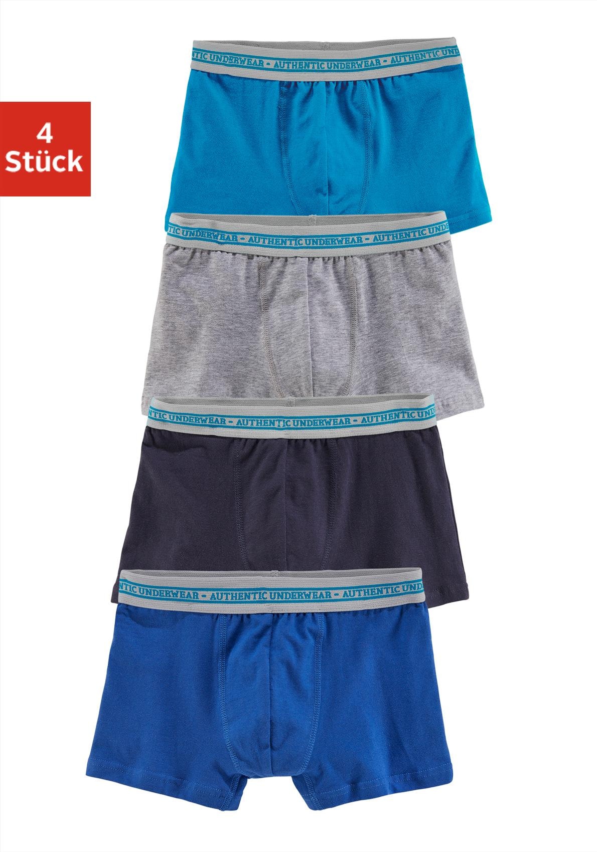 AUTHENTIC LE JOGGER Boxer "Boxershorts für Jungen" Packung, 4 Stk. unifarben, mit Logobund, Baumwollmischung