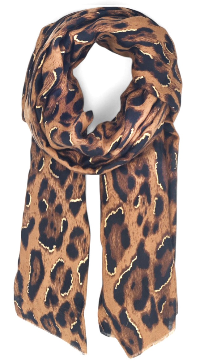 styleBREAKER Schal "Schal Leoparden Muster Gold Metallic" 1 Stk. günstig online kaufen