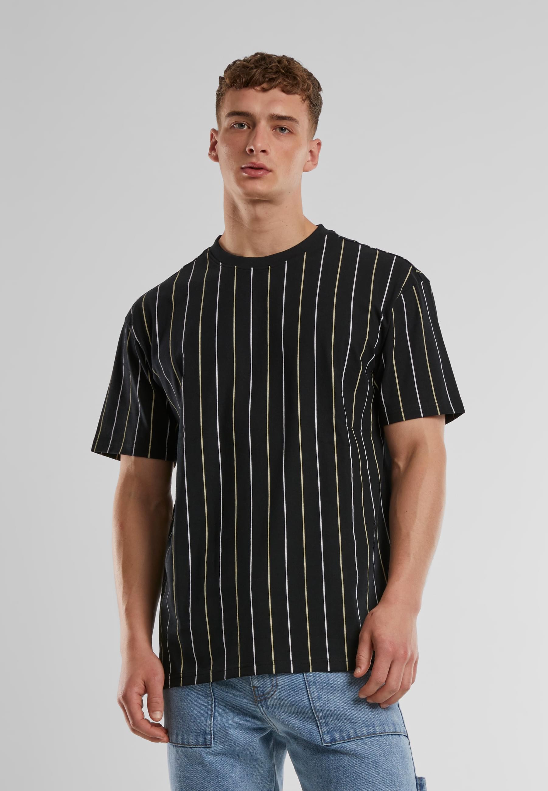 URBAN CLASSICS T-Shirt »Urban Classics Printed Pinstripe Tee«, (1 tlg.)