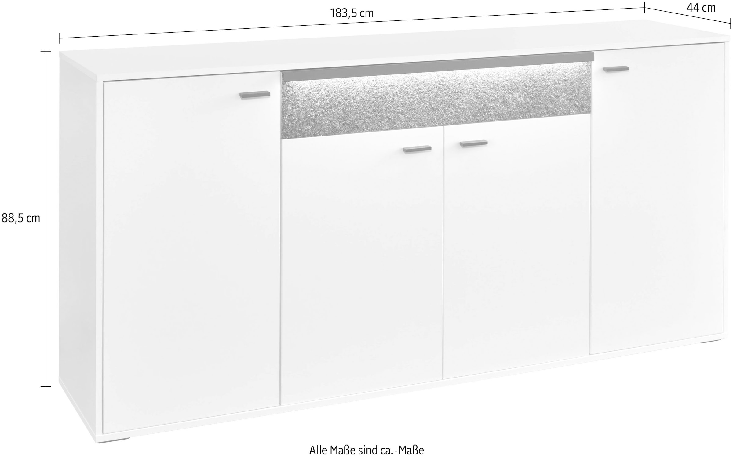 set one by Musterring Sideboard »Deltona«, inklusive Beleuchtung, Schubkasten als Zierelement, B184 x H89 cm