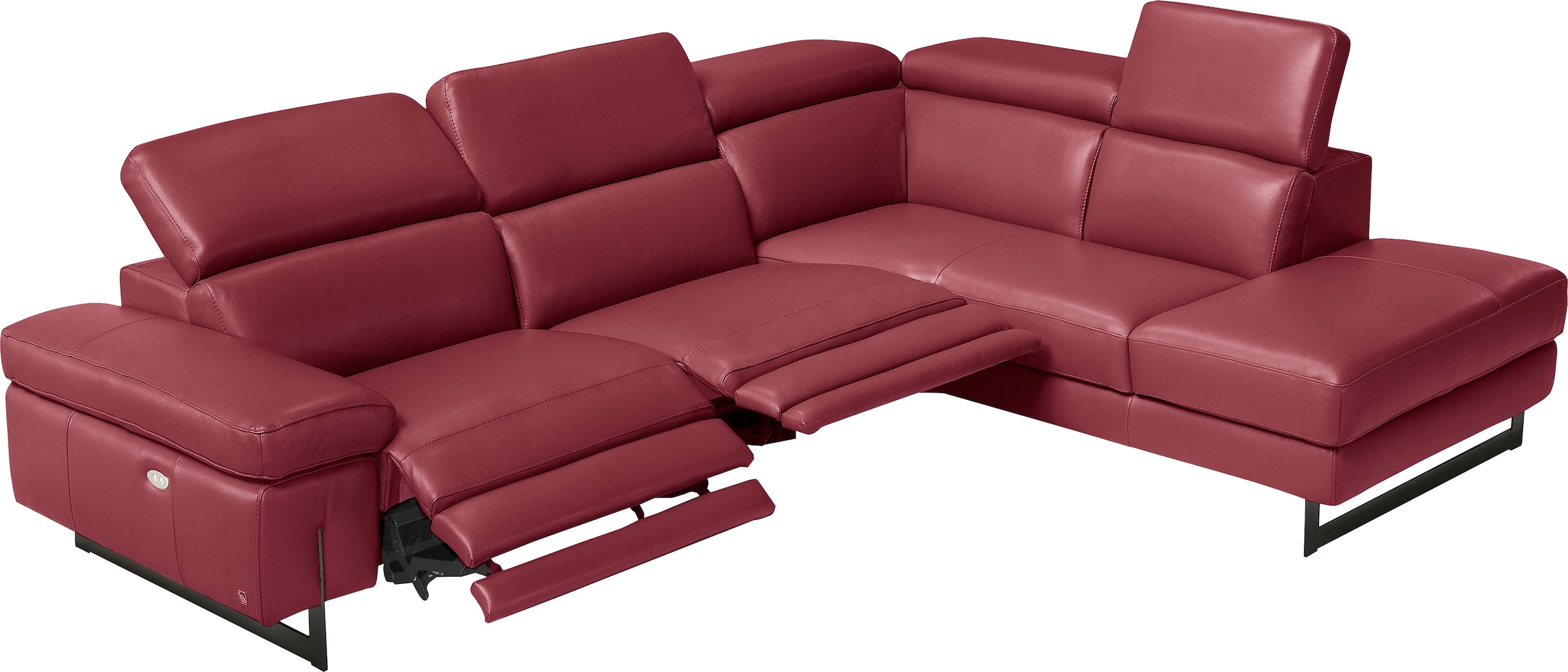 Egoitaliano Ecksofa "Candice, elegant, edel und bequem, erstklassiger Sitzkomfort, L-Form" inkl. 2 elektrischer Relaxfunktionen, Bedienung über Taste an Armlehne
