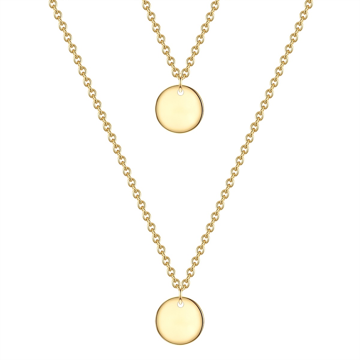 GLANZSTÜCKE MÜNCHEN GSM1905 Double Row Anchor Chain Necklace Yellow Gold 925 Sterling Silver