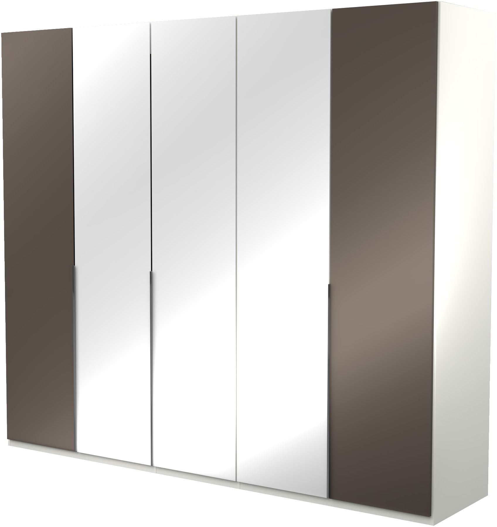 Musterring Kleiderschrank "San Diego, Kleiderschrank, Schrank, Garderobe, mit Glastüren" 1 Stk. tlg. 5-türig (gedämpft), 6 Böden, 3 Kleiderstangen, Chromgriffe