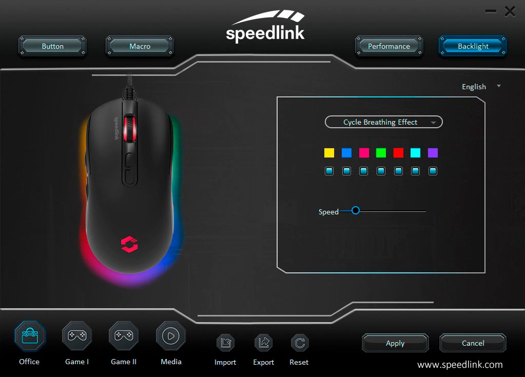 Speedlink Gaming-Maus »TAUROX«, RGB-Beleuchtung, 7.200 dpi, Internener Specher