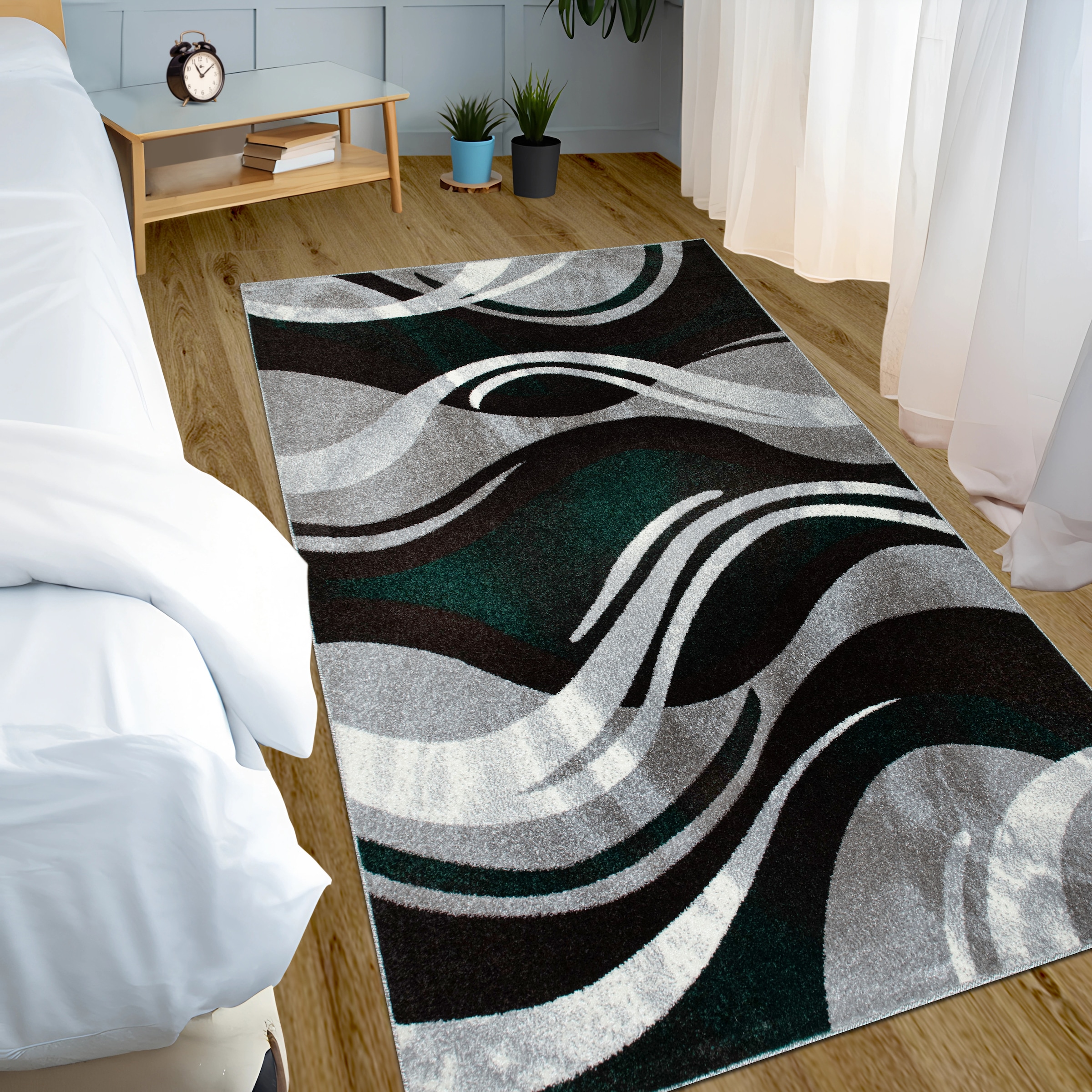 my home Teppich »Joas«, rechteckig, 9 mm Höhe, besonders weicher Kurzflor in modernem Wellen Muster, leichter Glanz