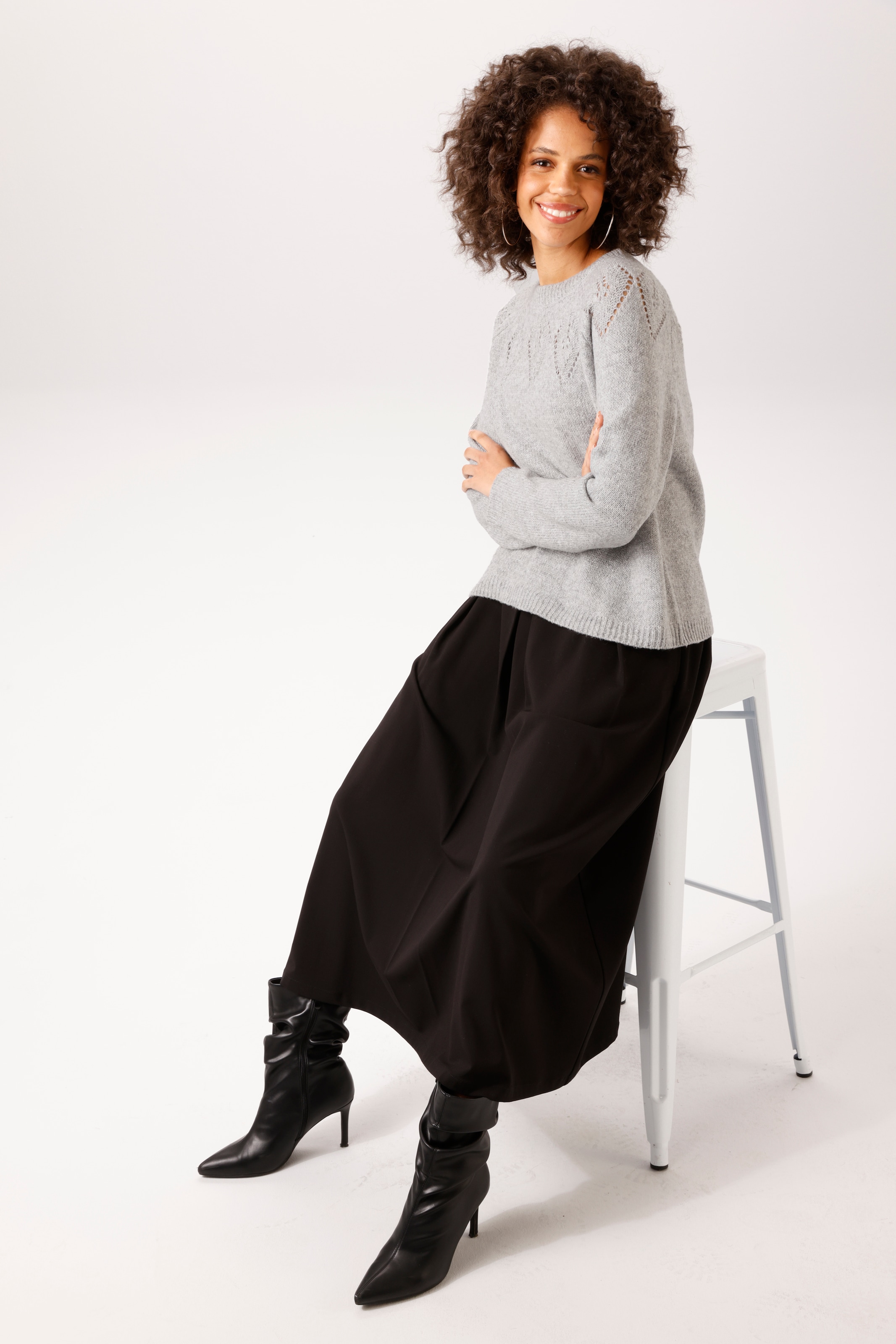 Aniston CASUAL Strickpullover mit blattförmigen Ajour-Muster - NEUE KOLLEKTION