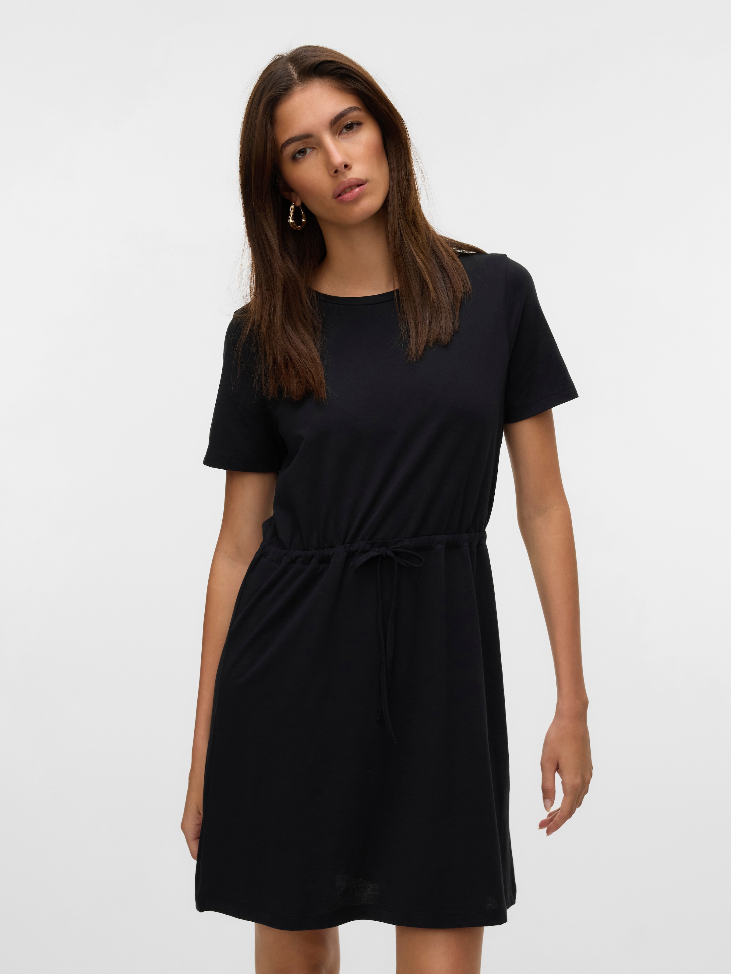 Vero Moda Shirtkleid "VMLUNA SS SHORT STRING DRESS JRS NOOS" Baumwollmischu günstig online kaufen
