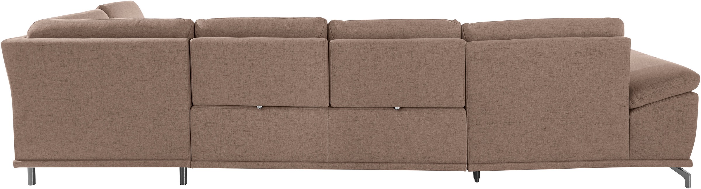 Places of Style Wohnlandschaft »Costello U-Form, mit Sitztiefenverstellung, Armteilverstellung und«, 3 Nierenkissen, optional Bettfunktion und Bettkasten