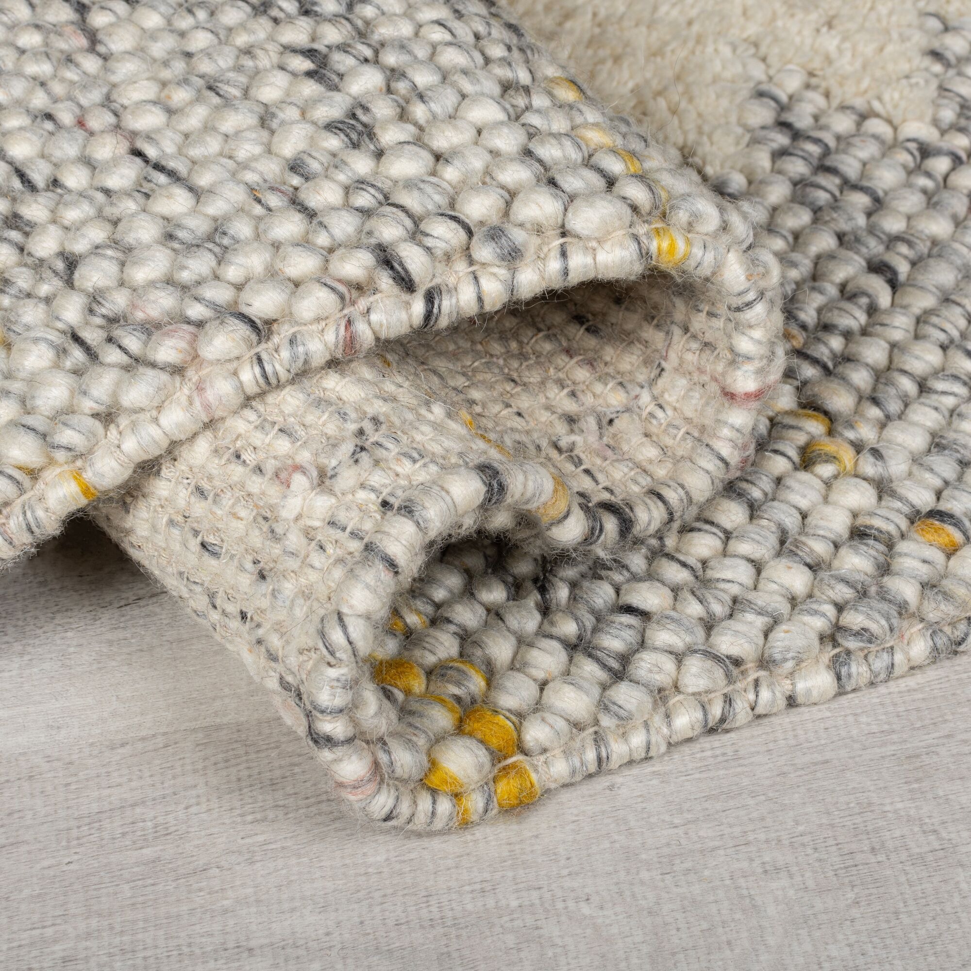 FLAIR RUGS Teppich »Minerals Border«, rechteckig, 3 mm Höhe, Mineralien-Wollteppich mit Bordüre