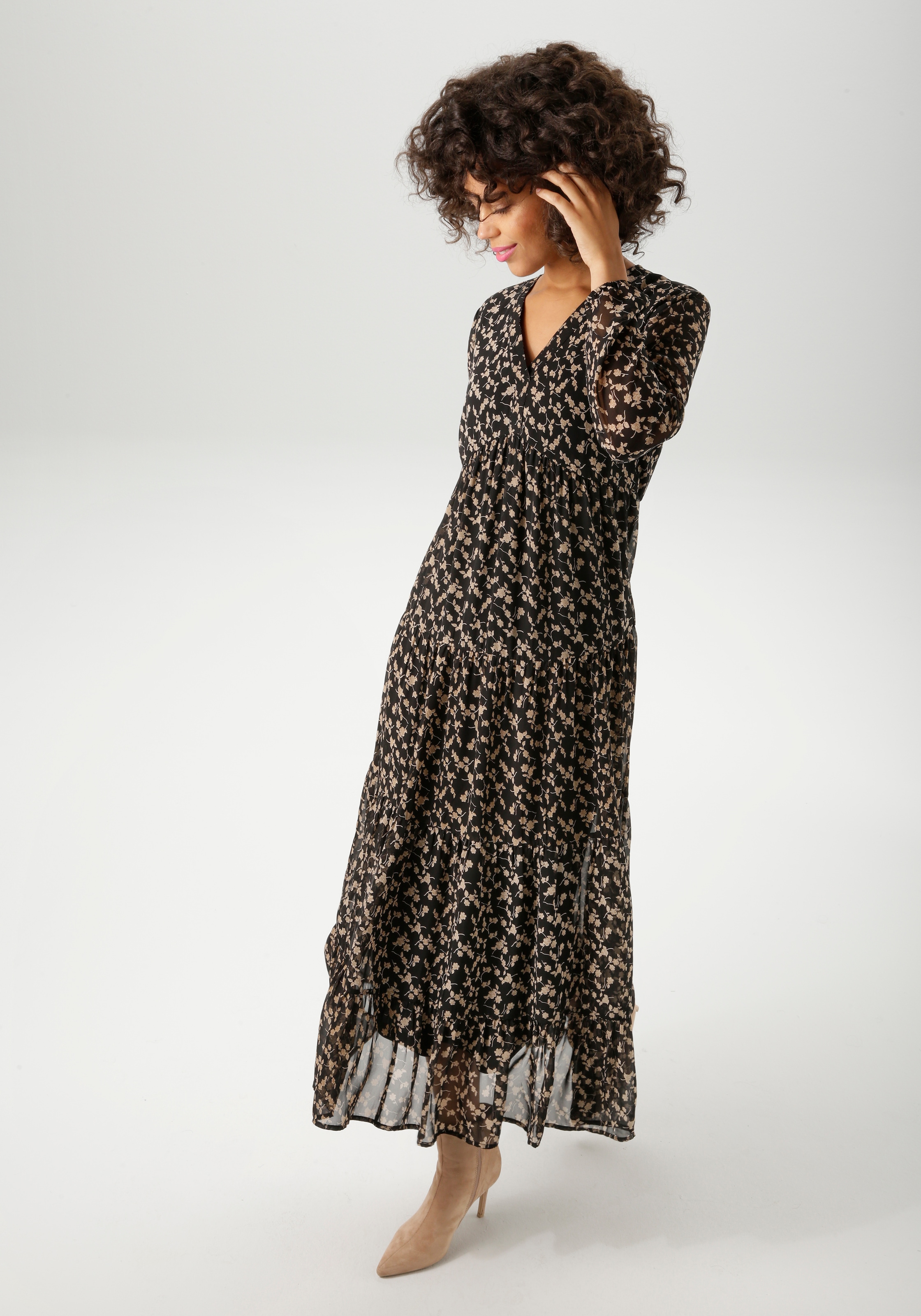 Aniston CASUAL Maxikleid, mit verspieltem Blumendruck - NEUE KOLLEKTION