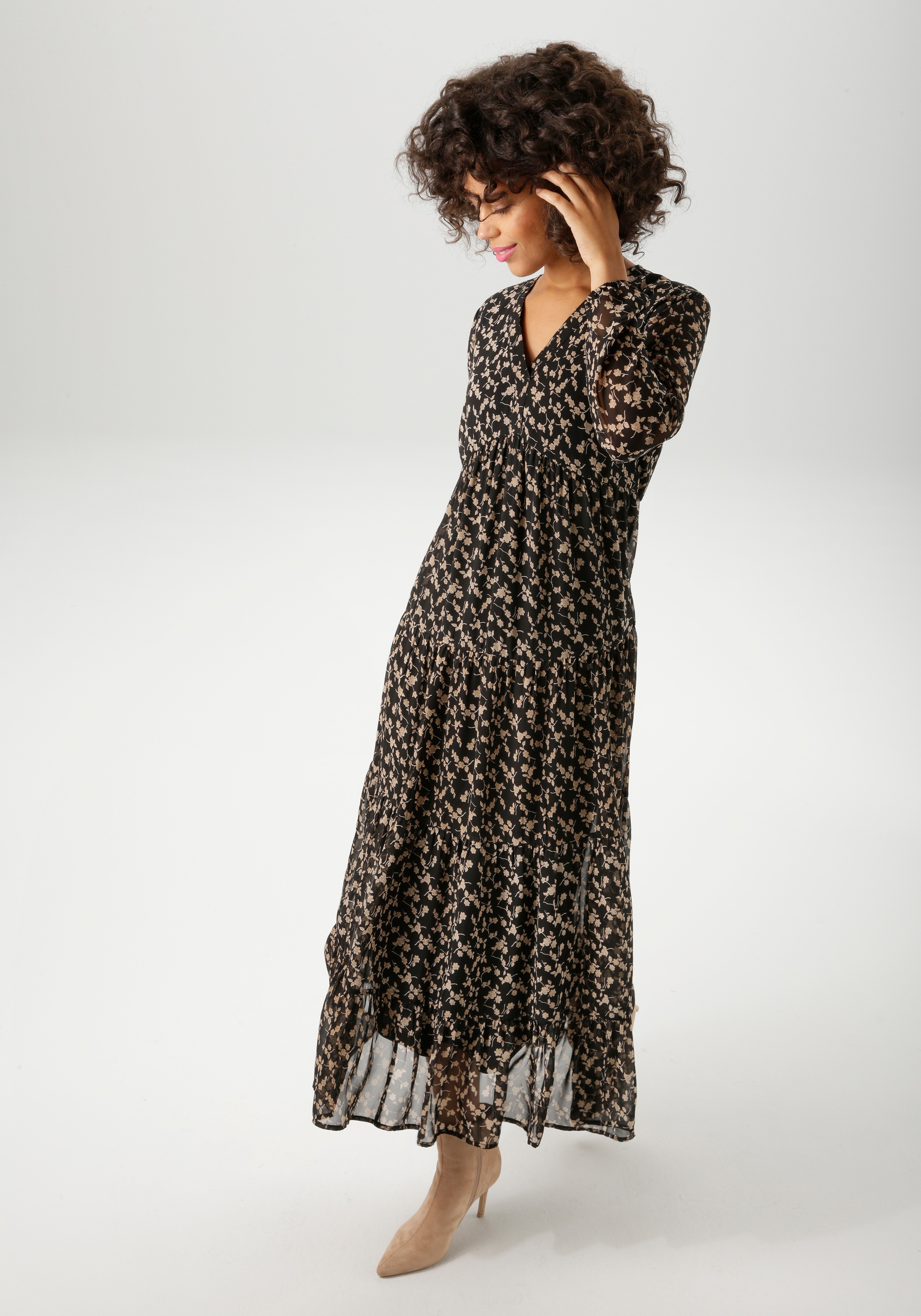 Aniston CASUAL Maxikleid, mit verspieltem Blumendruck - NEUE KOLLEKTION günstig online kaufen