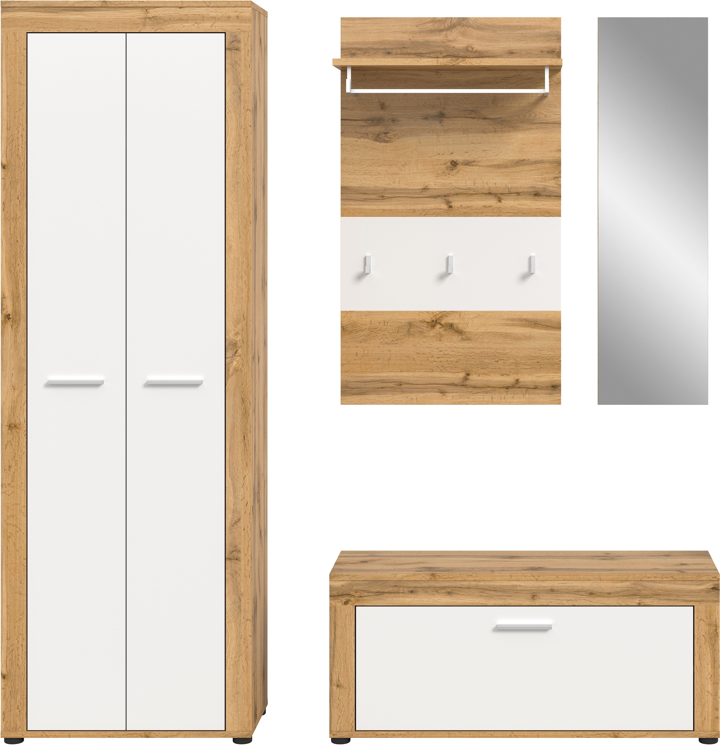 INOSIGN Garderoben-Set, (Set, 4 St.), Aosta, Höhe 191 cm, 4-tlg. Garderobenset, Flur, Diele
