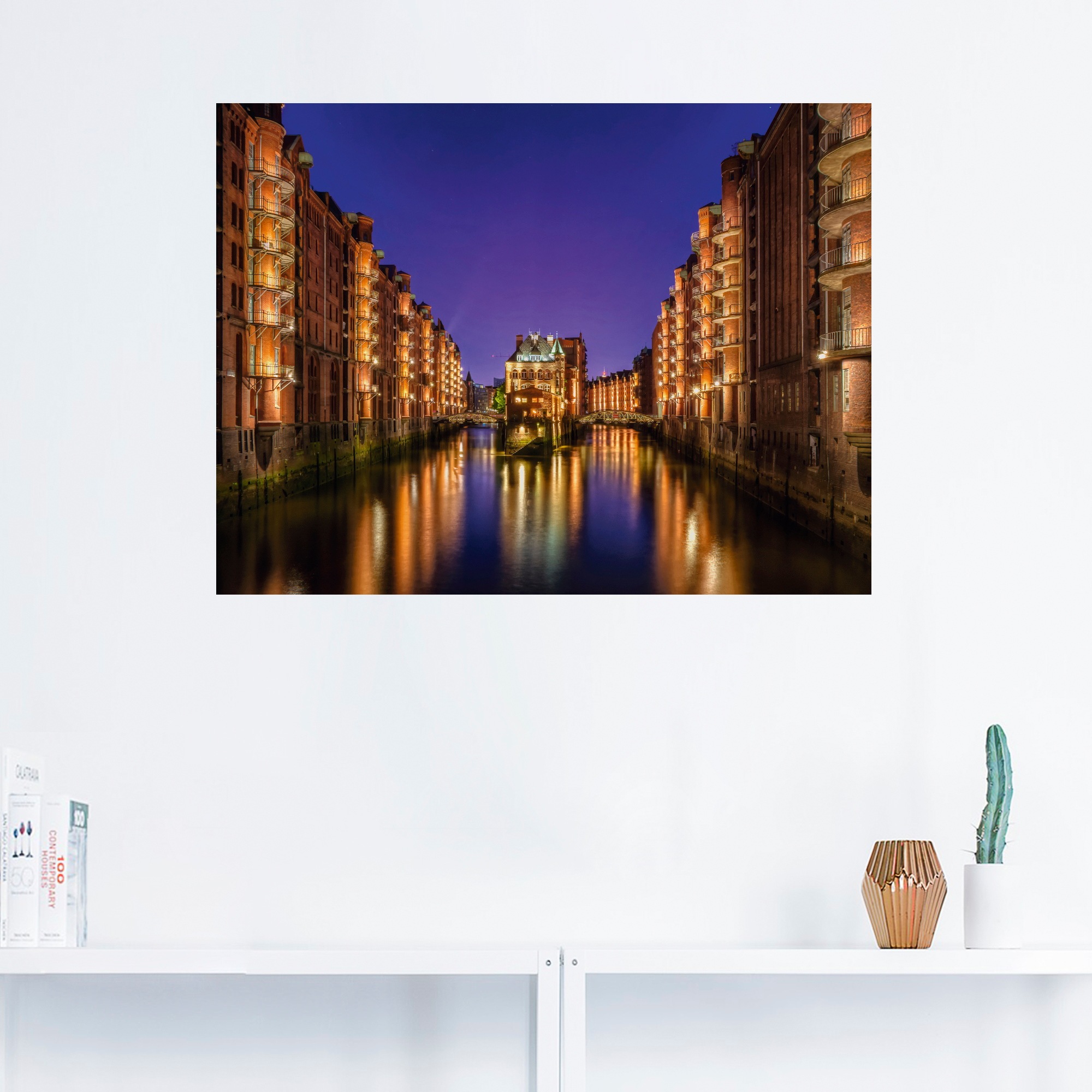 Artland Wandbild »Hamburg Speicherstadt bei Nacht«, Gebäude, (1 St.), als  Leinwandbild, Wandaufkleber oder Poster in versch. Größen bestellen | BAUR
