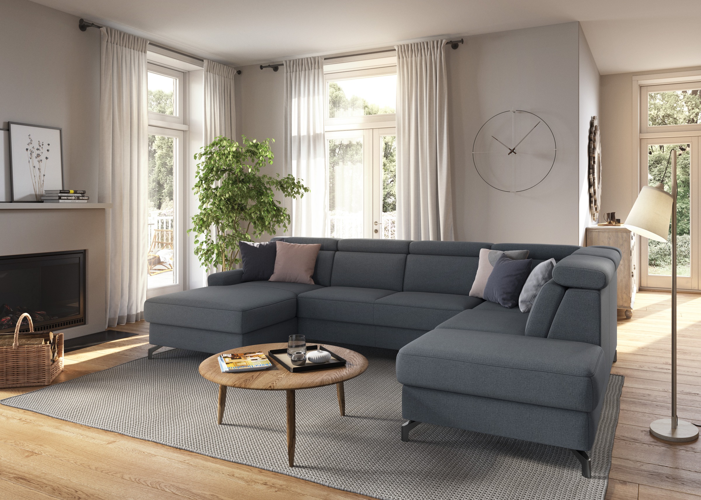 sit&more Wohnlandschaft »Scarlett U-Form«, inklusive Kopfteilverstellung, wahlweise mit Bettfunktion, Bettkasten