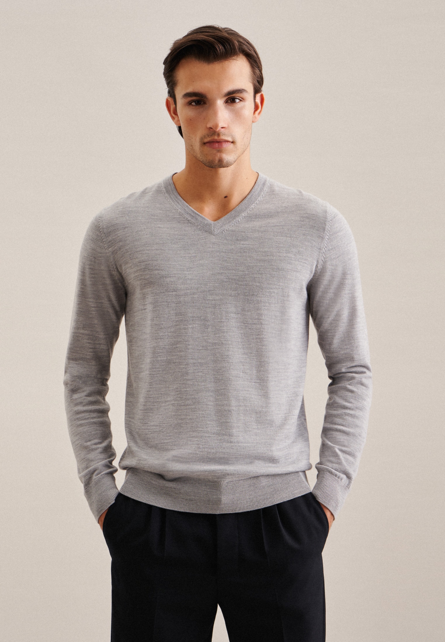 seidensticker Strickpullover "Schwarze Rose", V-Neck Uni günstig online kaufen
