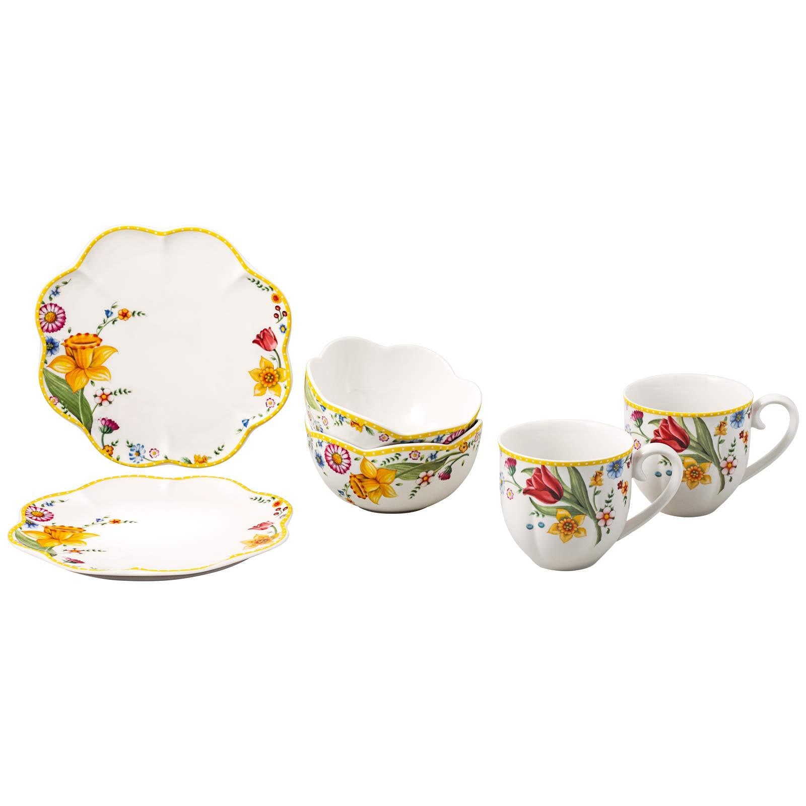 VILLEROY & BOCH Geschirr-Set "Frühstücks-Set Spring Awakening bunt", 6 tlg., bunt, Geschirr-Sets