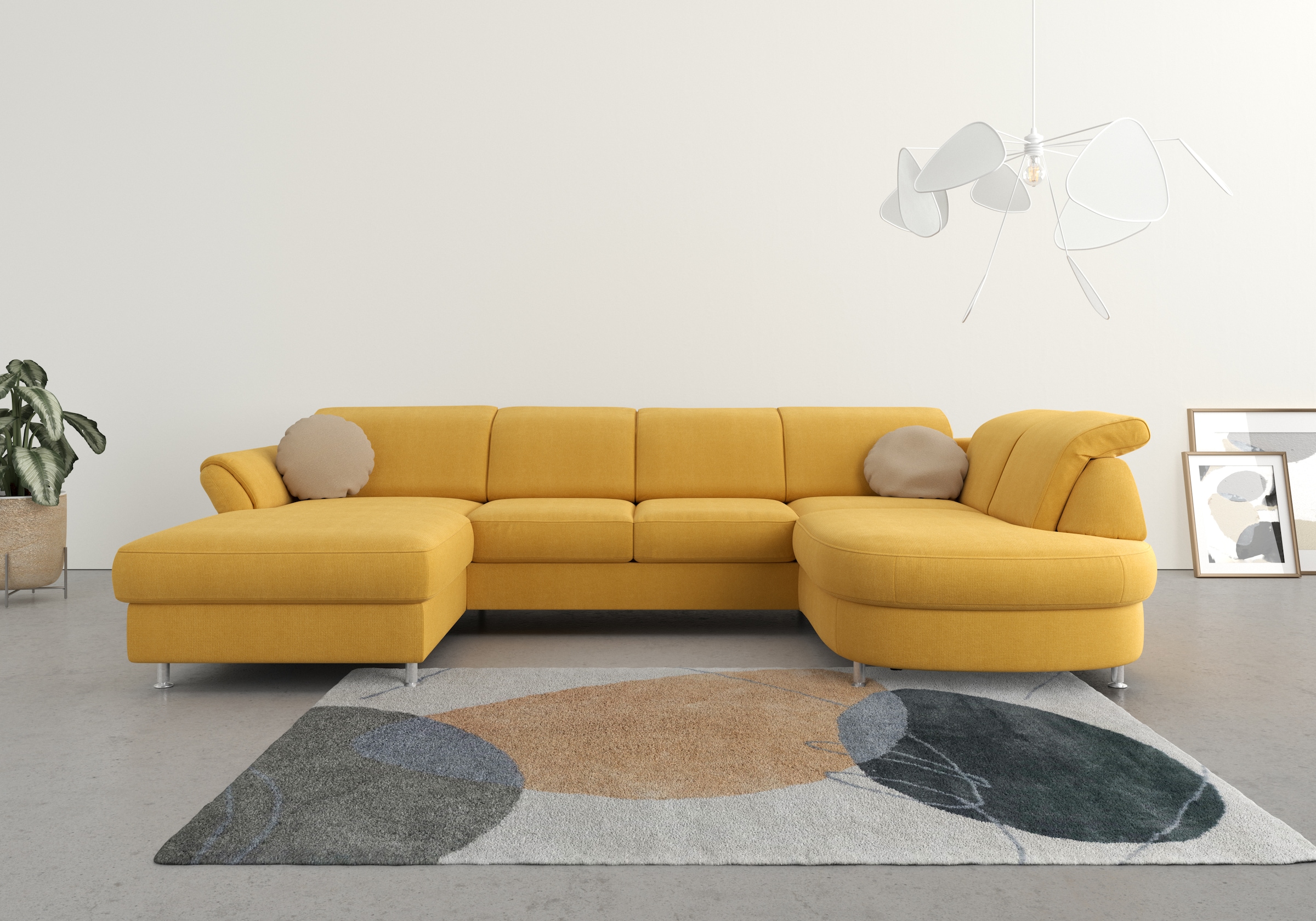 sit&more Wohnlandschaft "Apulia U-Form" wahlweise Schlaffunktion, Bettkasten und Kopf- und Armteilverstellung