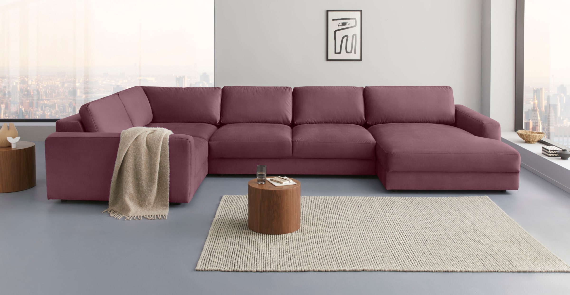 Home affaire Wohnlandschaft "Bloomfield, Mega Polsterecke, Breite 390cm, vi günstig online kaufen