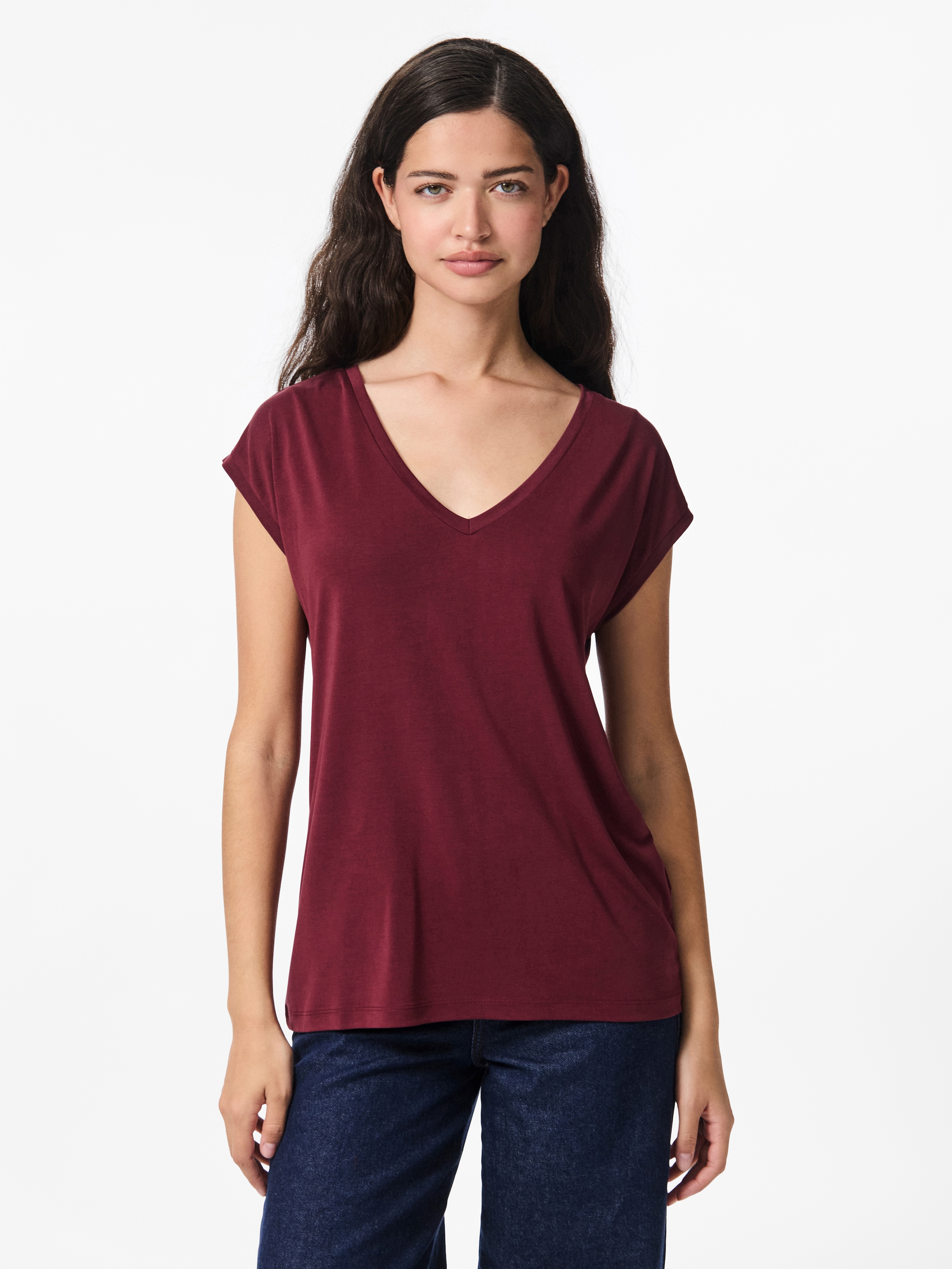 pieces Kurzarmshirt »PCKAMALA TEE NOOS BC« Materialmix, regular fit