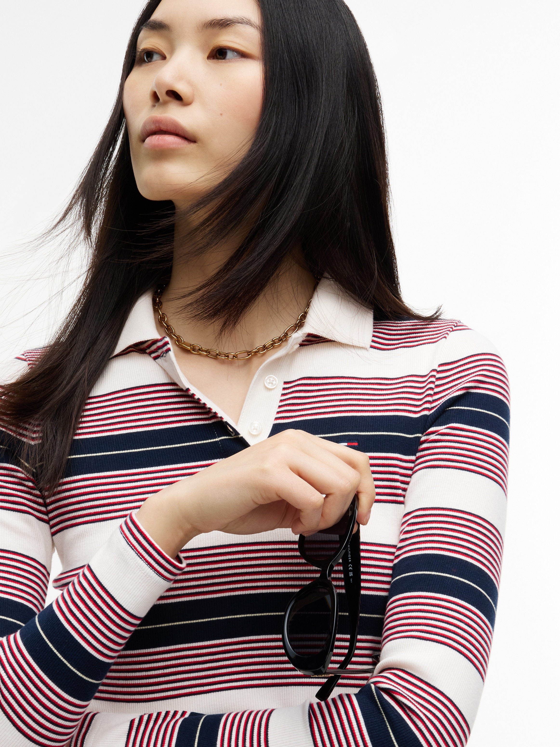 Tommy Jeans Langarm-Poloshirt »TJW SLIM RIB LS POLO EXT« Baumwollmischung, slim fit, figurbetont, in gerippter Struktur