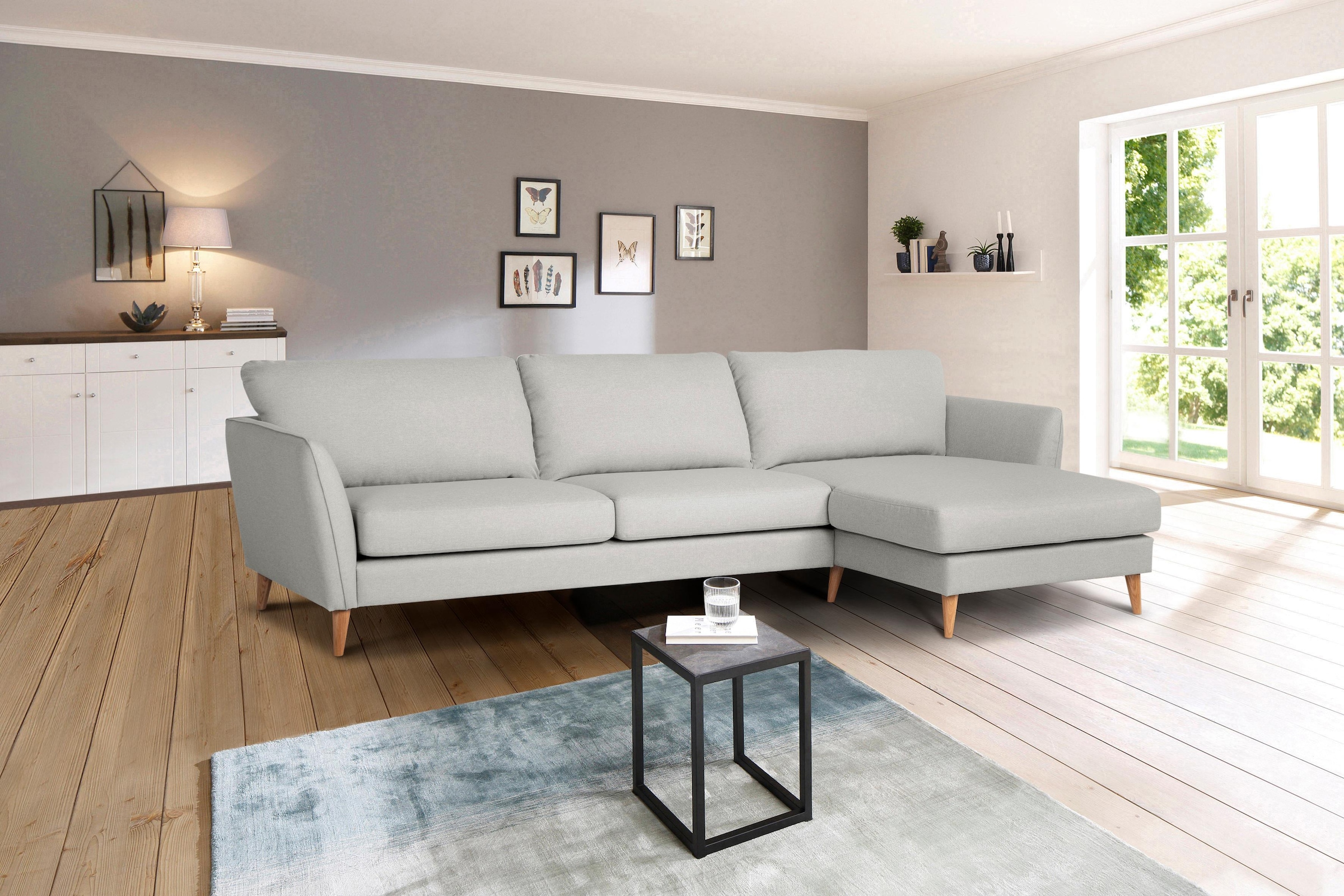 Home affaire Ecksofa »Meersburg, L-Form,«, mit Holzfüßen