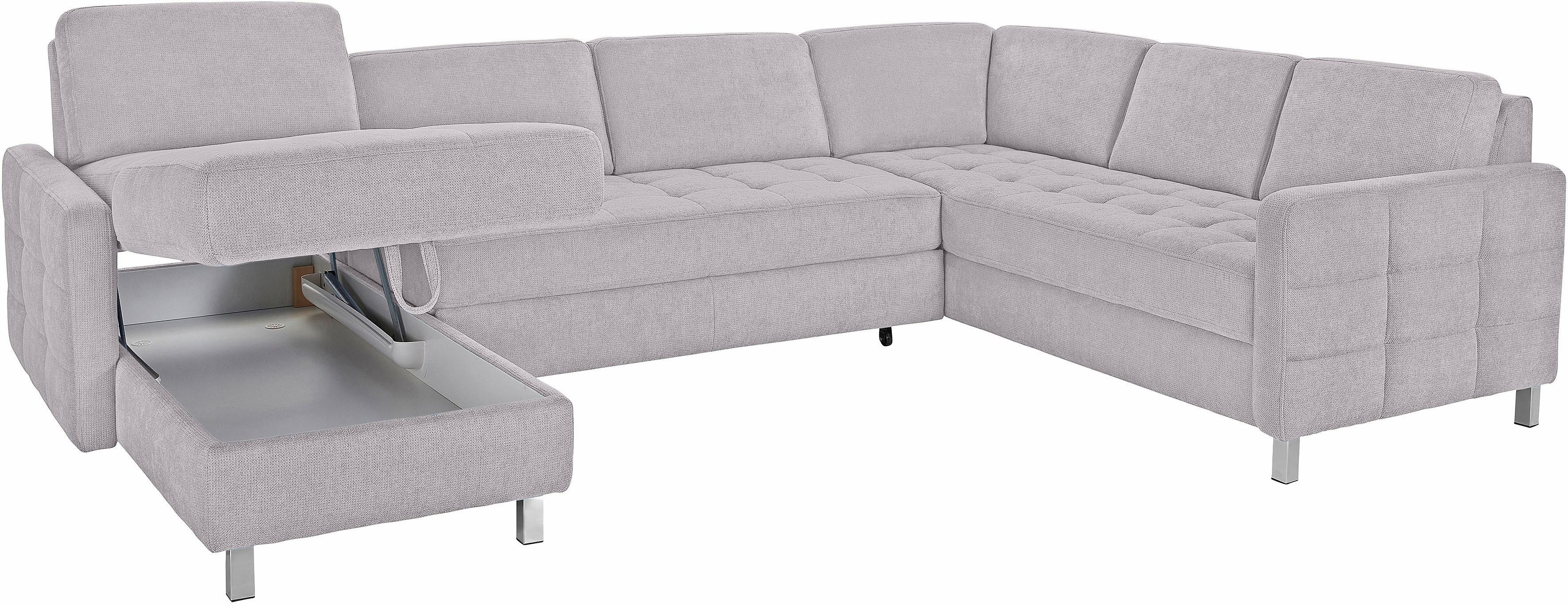 sit&more Wohnlandschaft "Pablo U-Form, B: 292cm, inkl. 2 Kopfstützen" wahlweise mit Schlaffunktion und Bettkasten