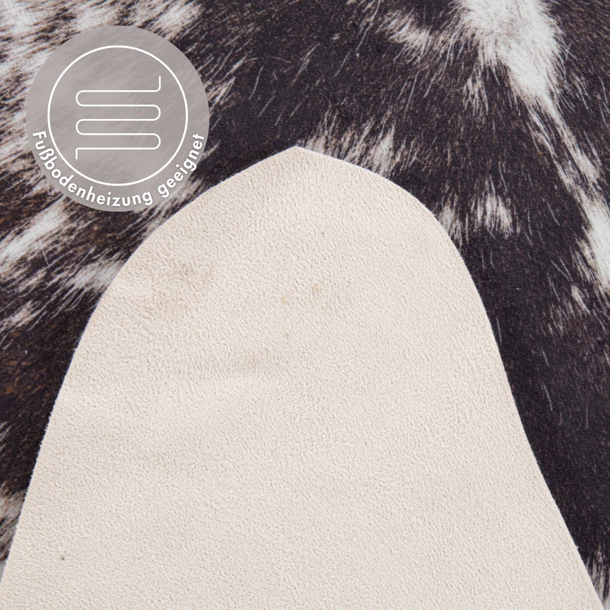 Andiamo Fellteppich »Amarillo« fellförmig 4 mm Höhe Kunstfell, gedruckte Kuhfell-Optik, Wohnzimmer, Kundenliebling