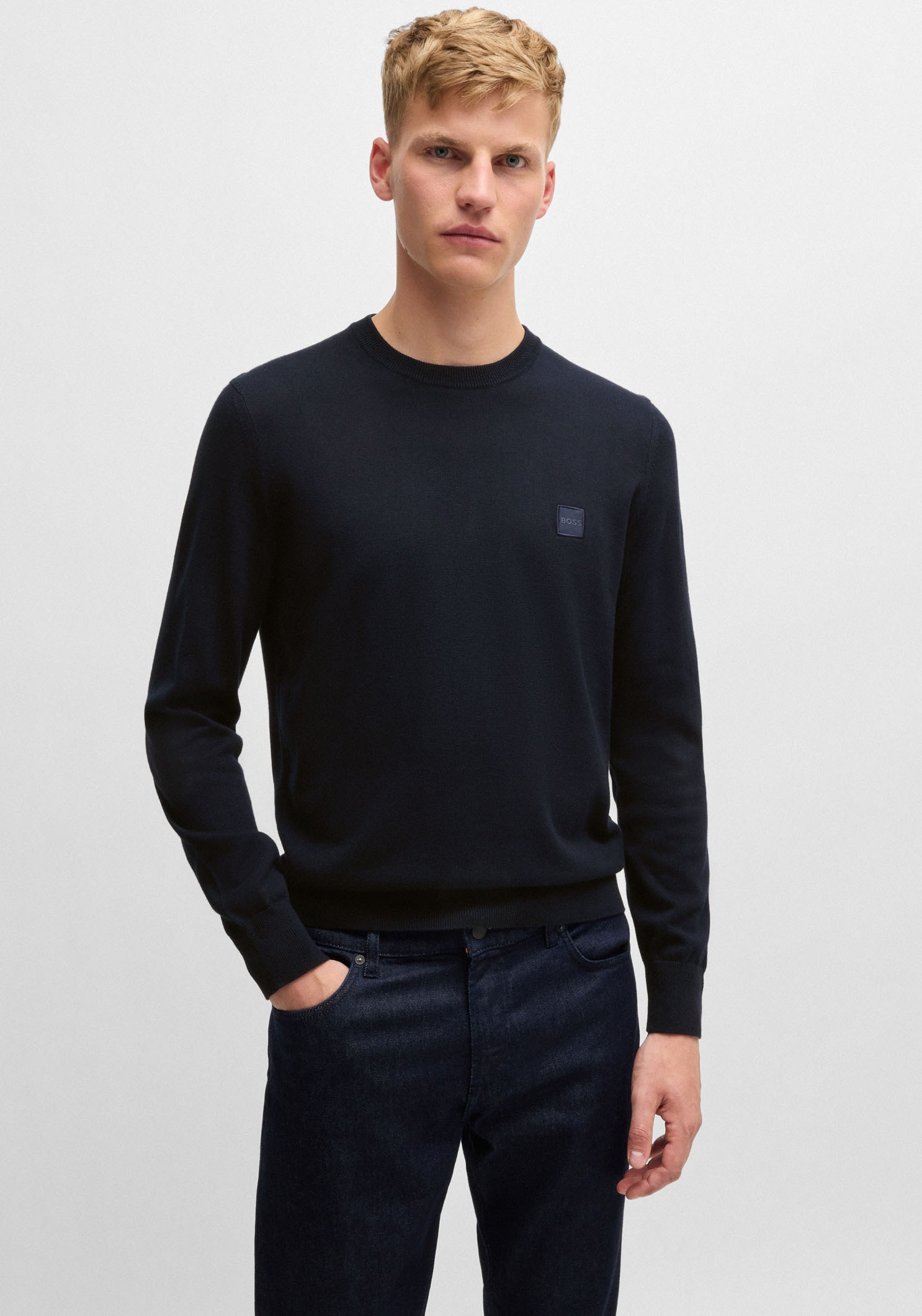BOSS ORANGE Strickpullover »Kanovano_S 1026«, mit Rundhalsausschnitt