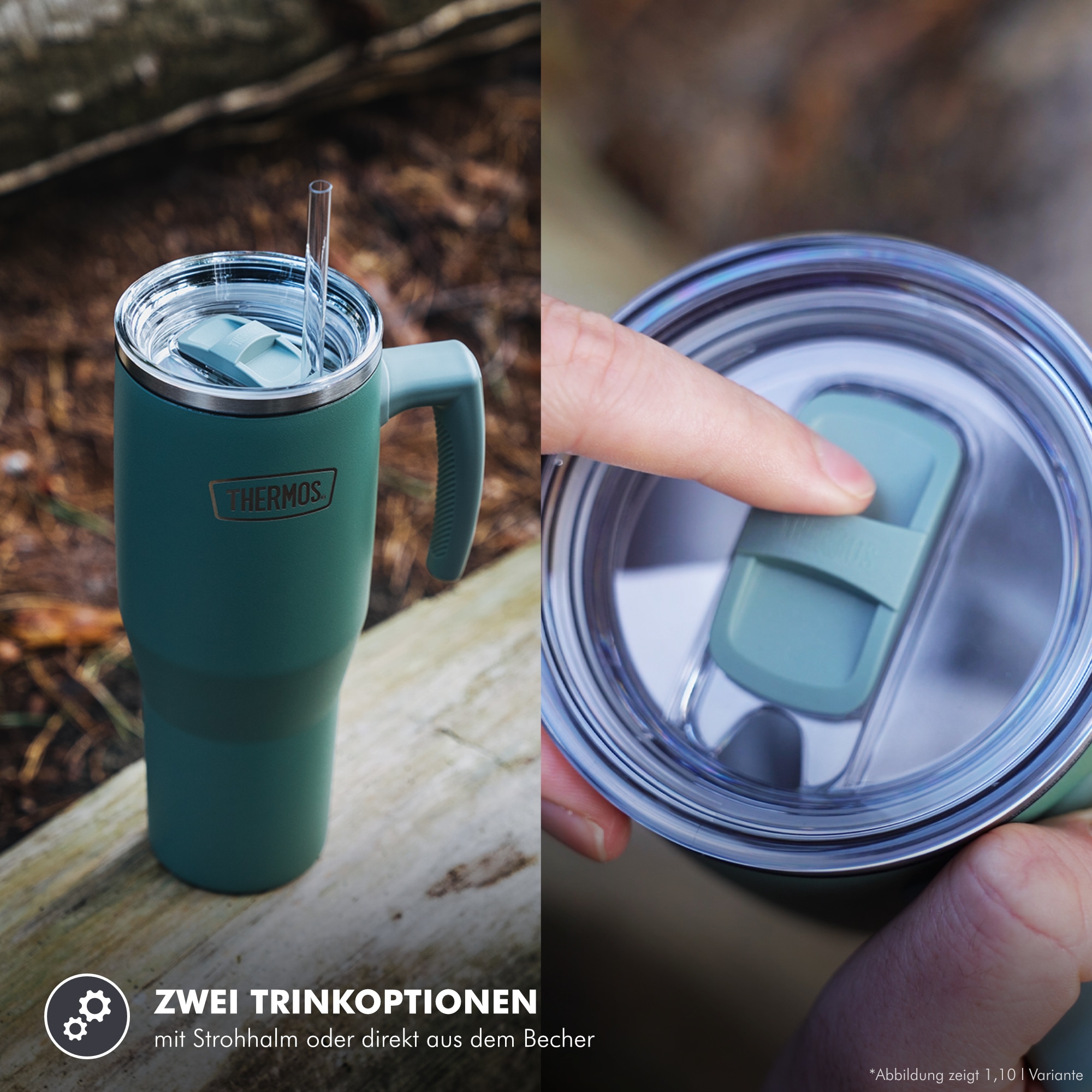 THERMOS Thermobecher »REFRESHING SERIES ISOLIERTRINKBECHER mit Strohhalm« 0,85l, 6h heiß & 6h kalt, mit Griff