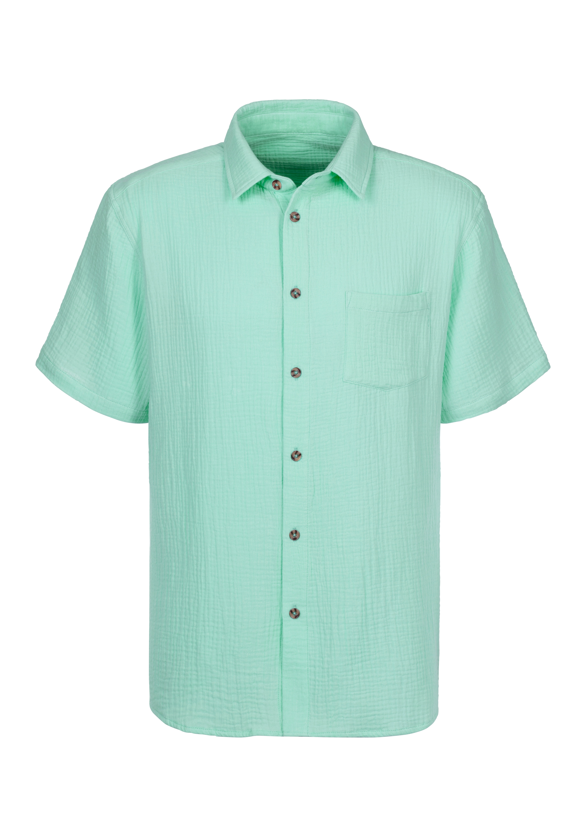 Beachtime Kurzarmhemd »Regular fit«, Kurzarm, Freizeithemd aus Musselin-Ware