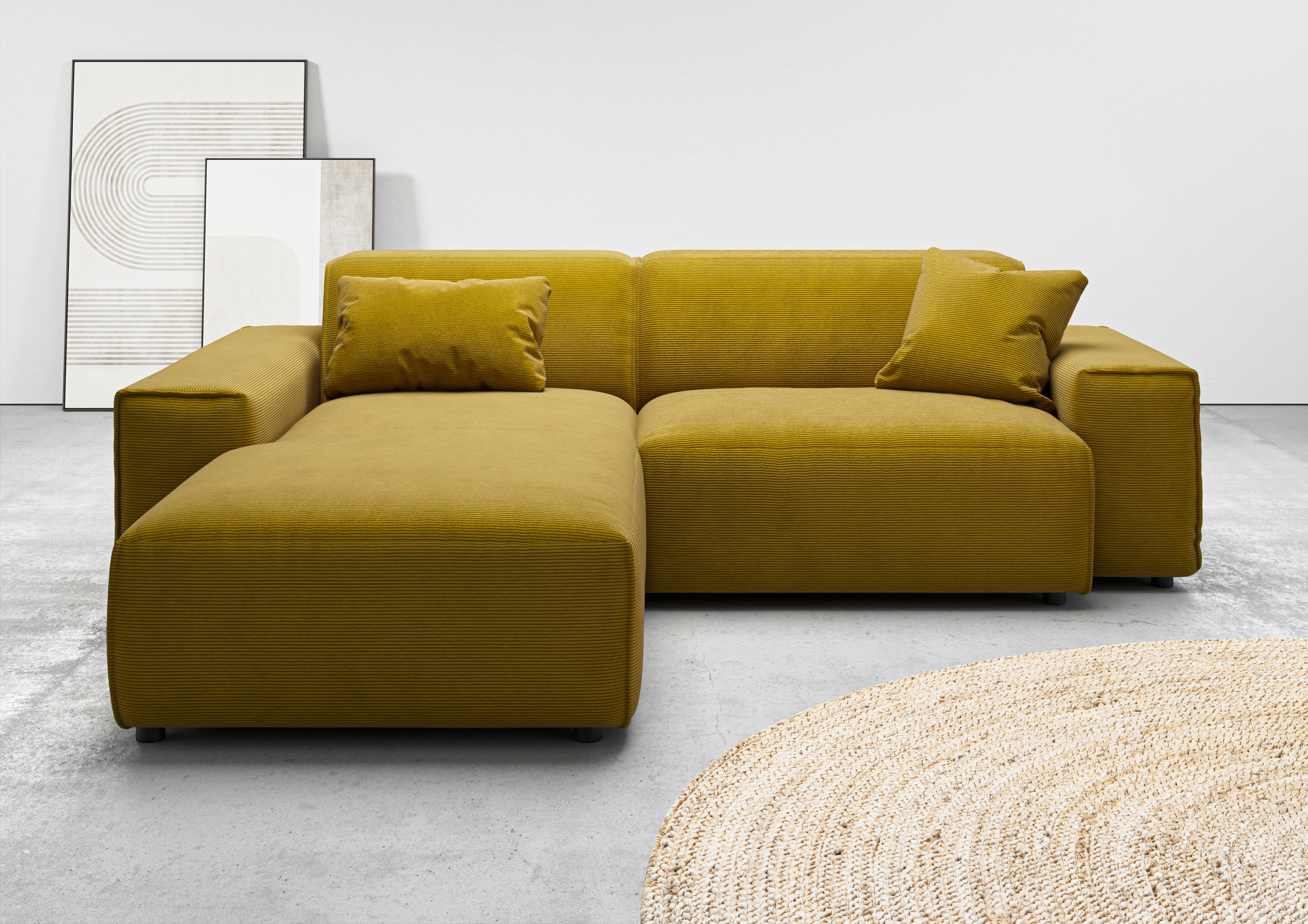 Home affaire Ecksofa "Glimminge L-Form auch in Breitcord, Feincord + Easy care-Bezug," Breite 234, Zierkissen