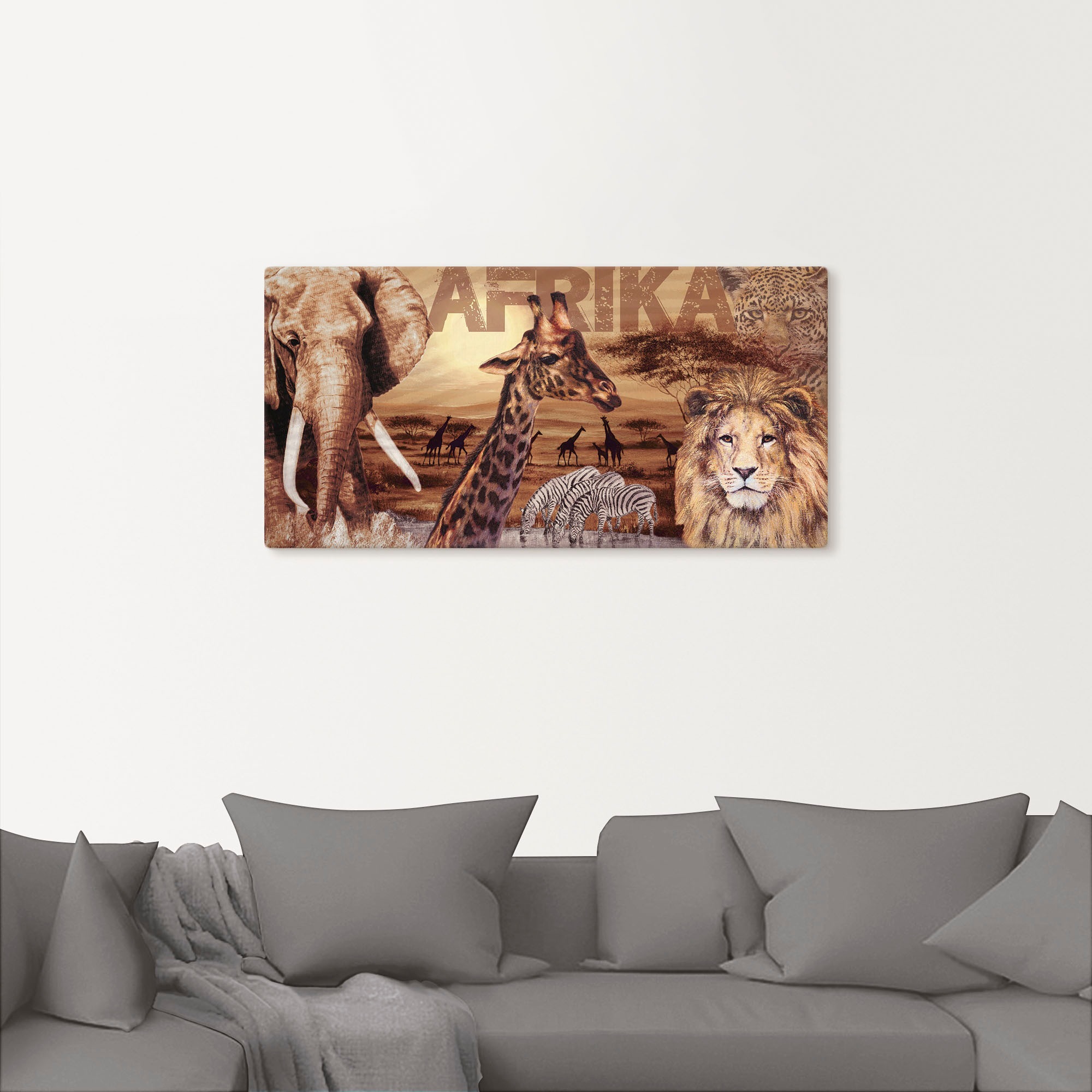 Artland Wandbild "Afrika" Wildtiere 1 Stk. tlg. als Alubild, Leinwandbild, günstig online kaufen