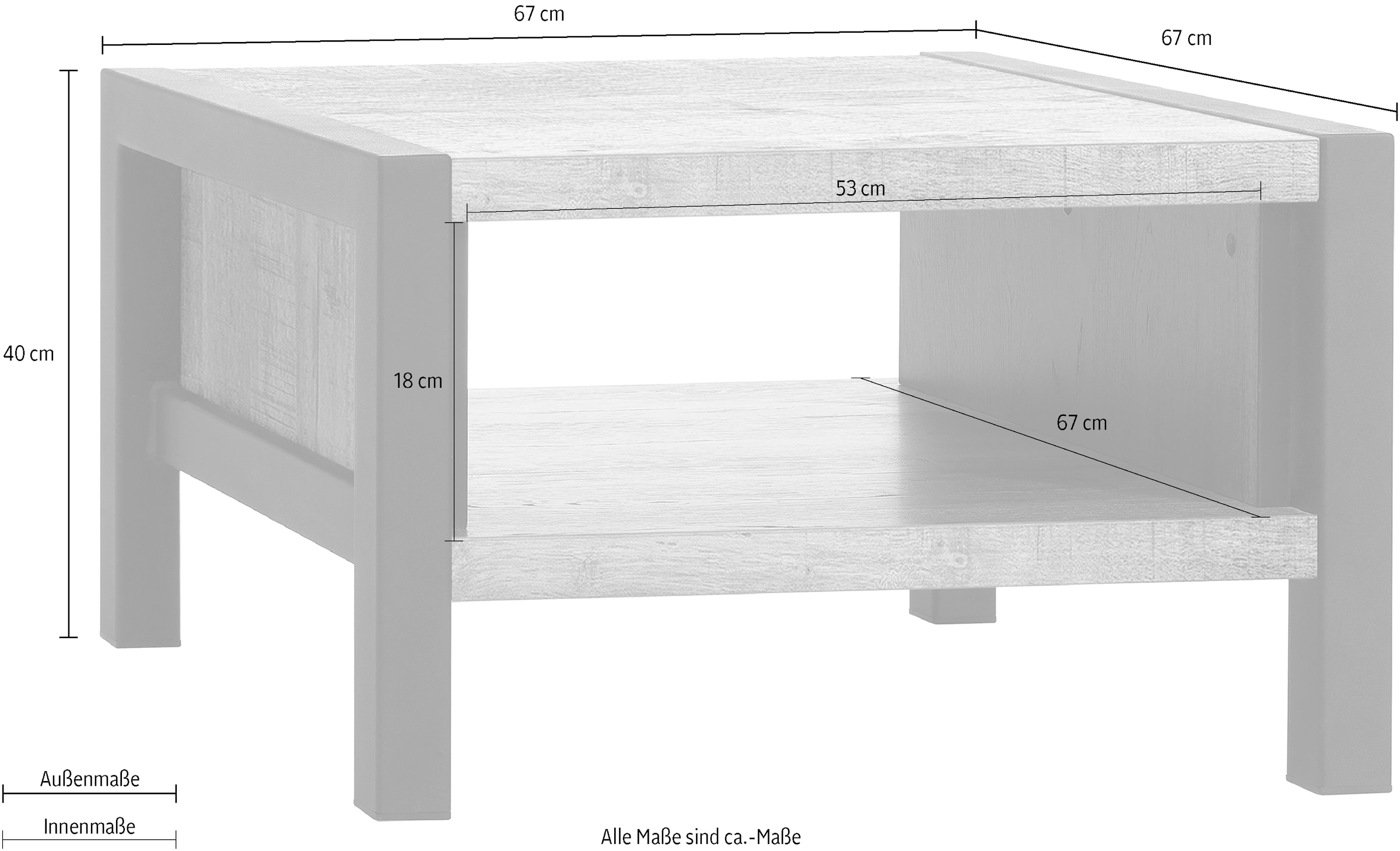 OMG Design Couchtisch »Ocean«, (1 St.), Zeitloser Landhausstil, mit Metallgestell