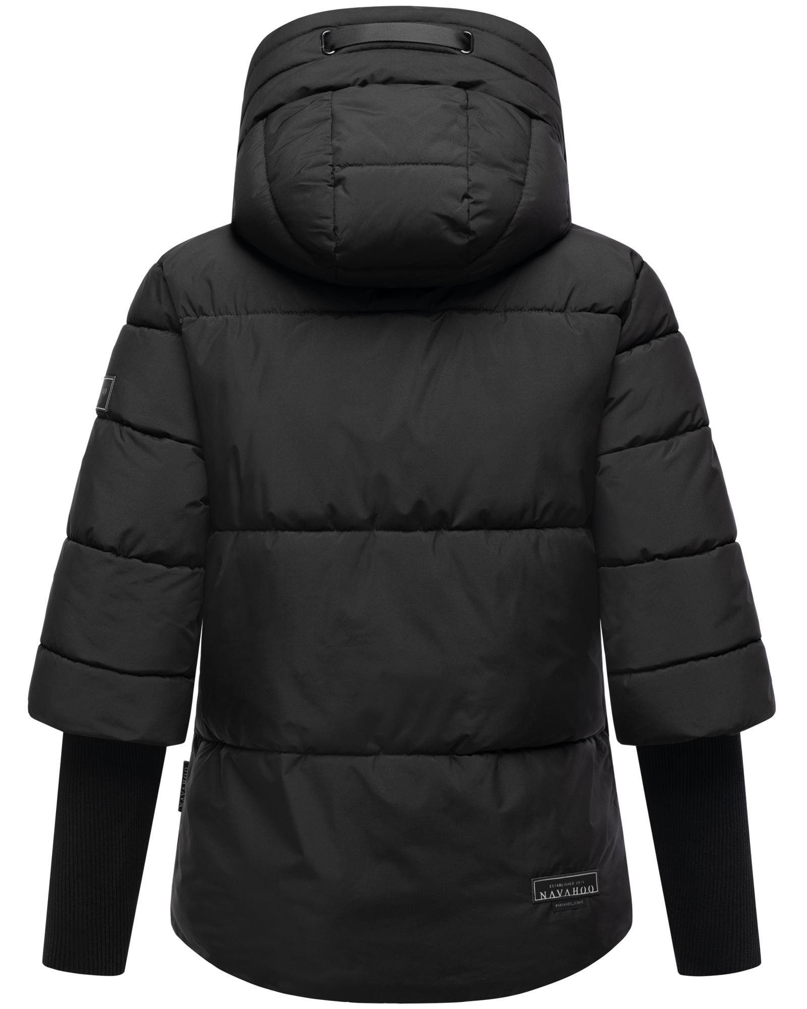 Navahoo Steppjacke »Lotusherz XIV«, mit Kapuze, Warme gesteppte Winterjacke mit Rippstrickärmeln