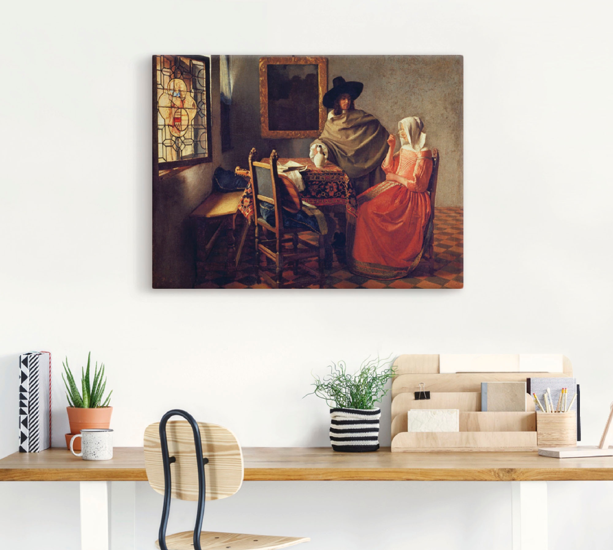 Thumbnail - Artland Leinwandbild "Das Glas Wein. Um 1660/61" Paar 1 Stk. tlg. auf Holzrahmen gespannt