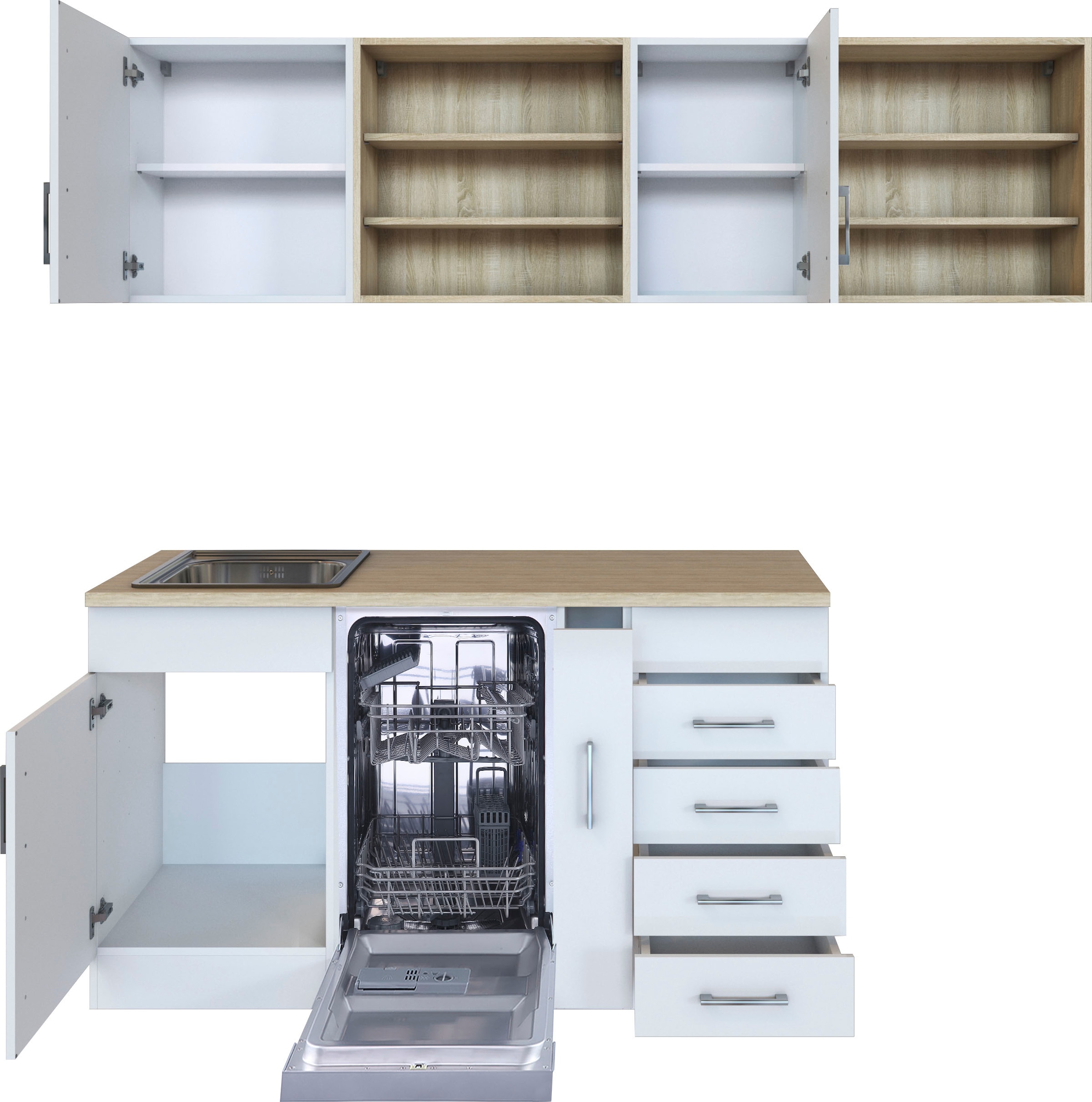 KOCHSTATION Küche »KS-Mali« Stellbreite 210/110 cm, mit E-Geräten