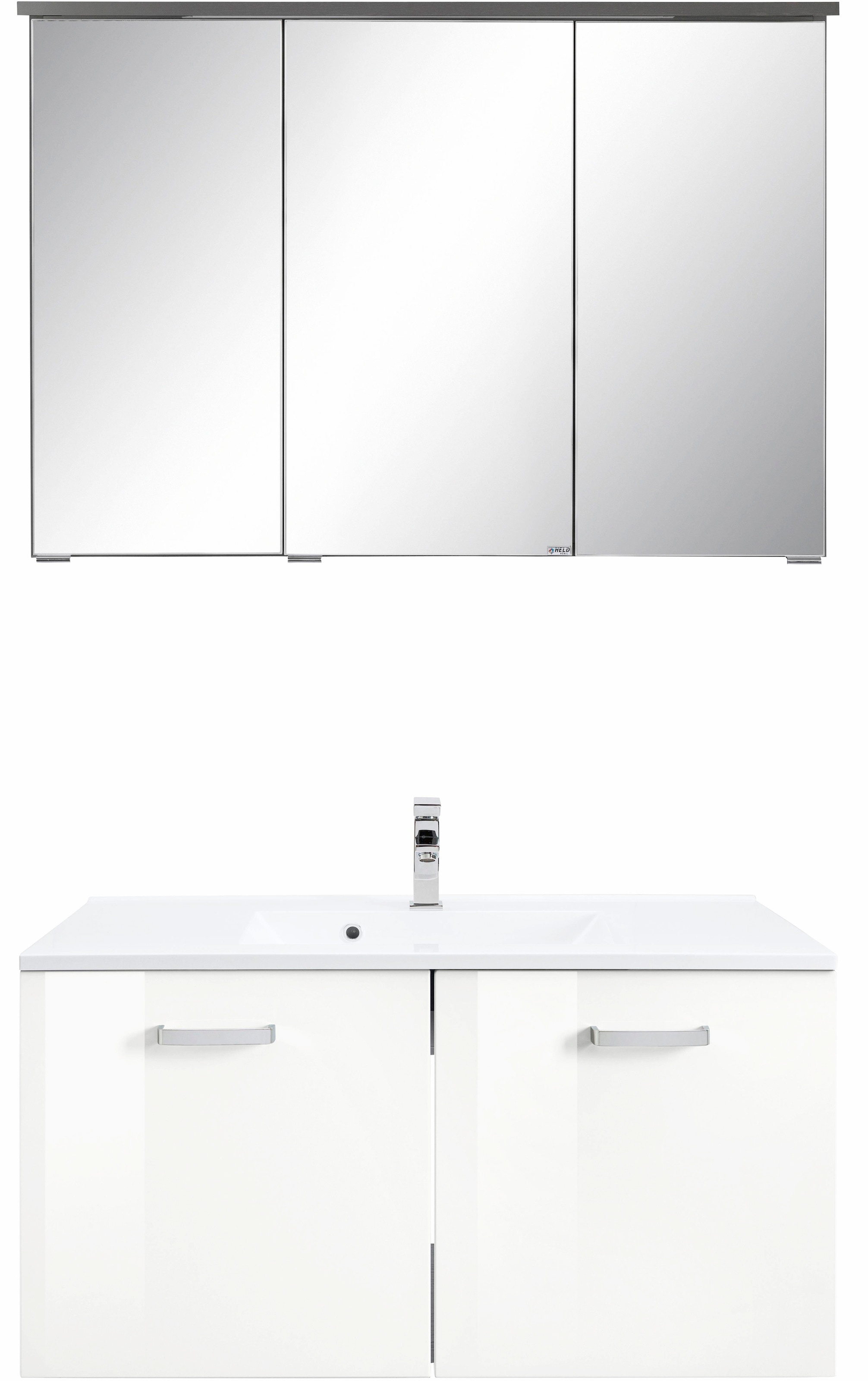 welltime Badmöbel-Set »Ravenna«, (2 St.), Breite 90 cm, Spiegelschrank und Waschtisch