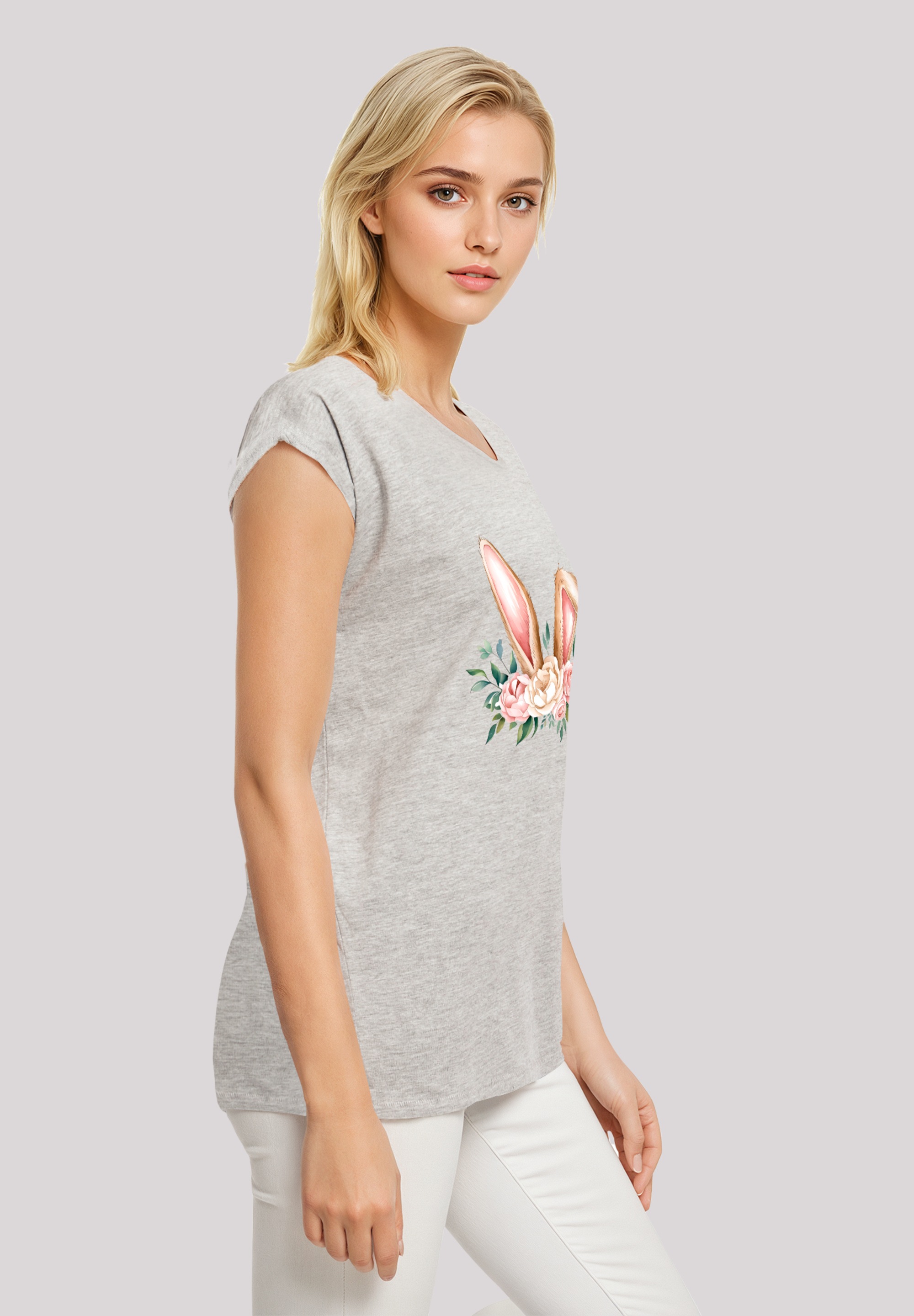F4NT4STIC T-Shirt »Blumen Osterhasen Ohren Dekor«, Premium Qualität