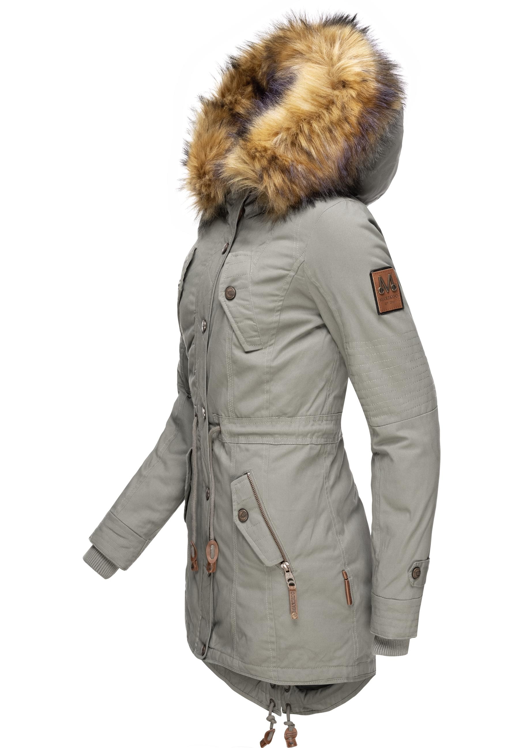Marikoo Wintermantel »La Viva Prc«, stylischer Winterparka mit abnehmbarem Kunstfell