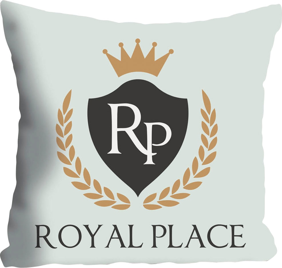 queence Dekokissen »Royal Place«, mit Schriftzug und Krone, Kissenhülle ohne Füllung, 1 Stück