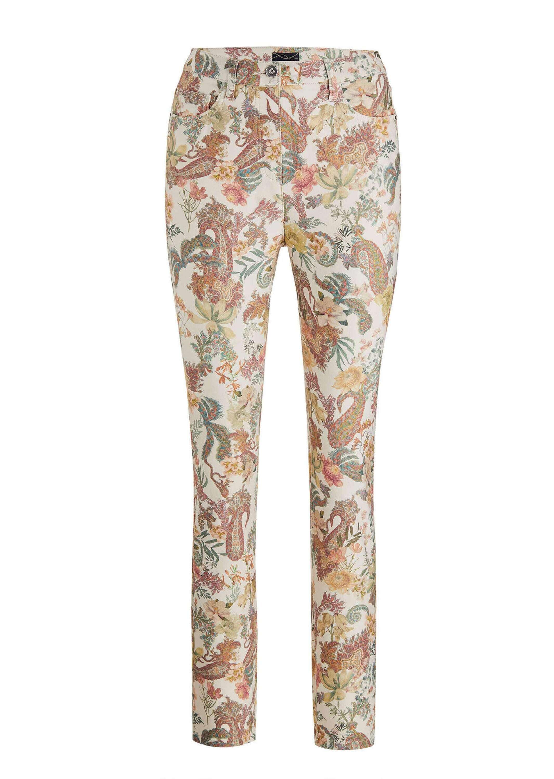 GOLDNER Stretch-Hose "Kurzgröße Florale Stretchhose in Slim Fit" günstig online kaufen