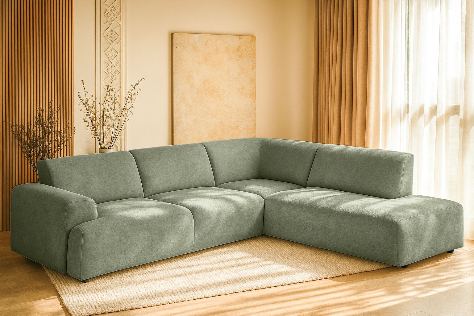 Home affaire Ecksofa »Linkka, Breite 282 cm« L-Form, in einem weichen Chenille-Stoff, mit Wellenunterfederung