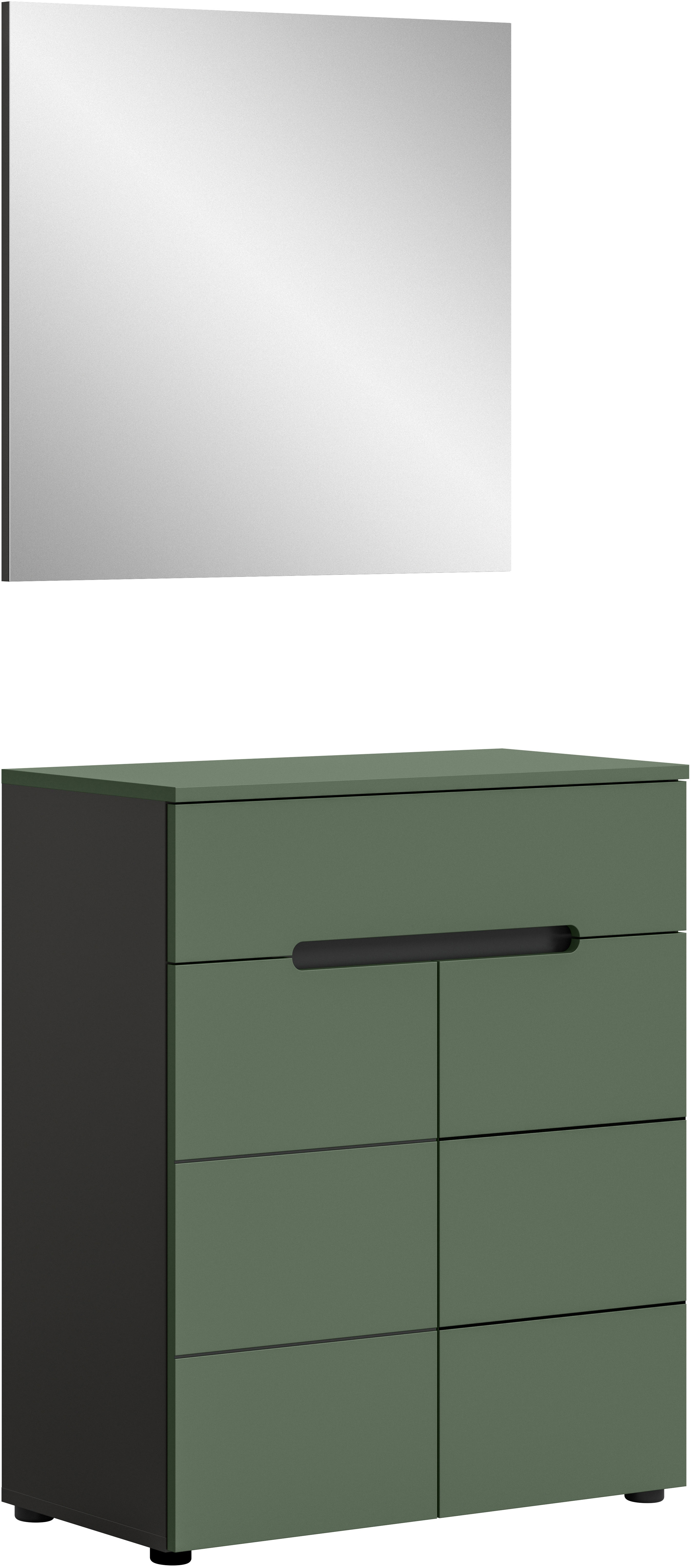 Home affaire Garderoben-Set "REHAT, TOPSELLER, 2-teilig, Breite 80cm, individuell erweiterbar" bestehend aus: Garderobenspiegel und Schuhkommode, 2 Stk. tlg.