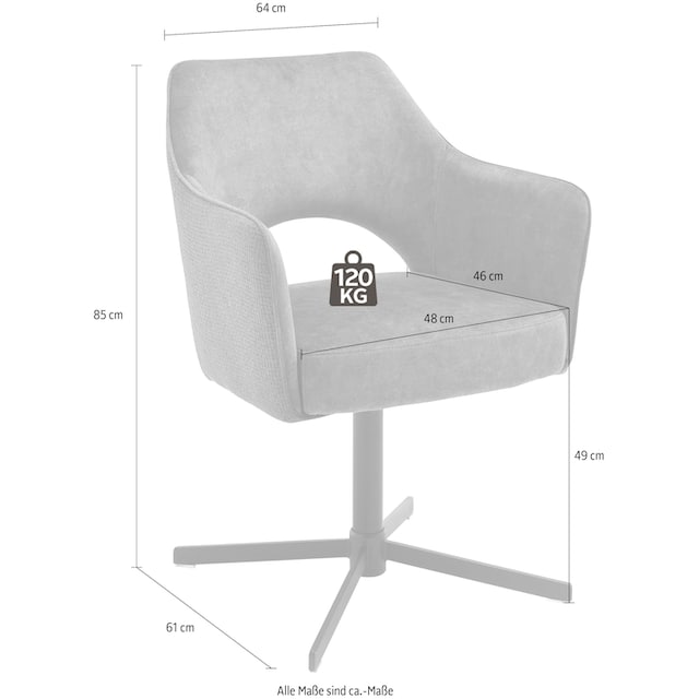MCA furniture Esszimmerstuhl »Valetta«, (Set), 2 St., Stoffbezug, 360° drehbar  mit Nivellierung, belastbar bis 120 Kg bestellen | BAUR