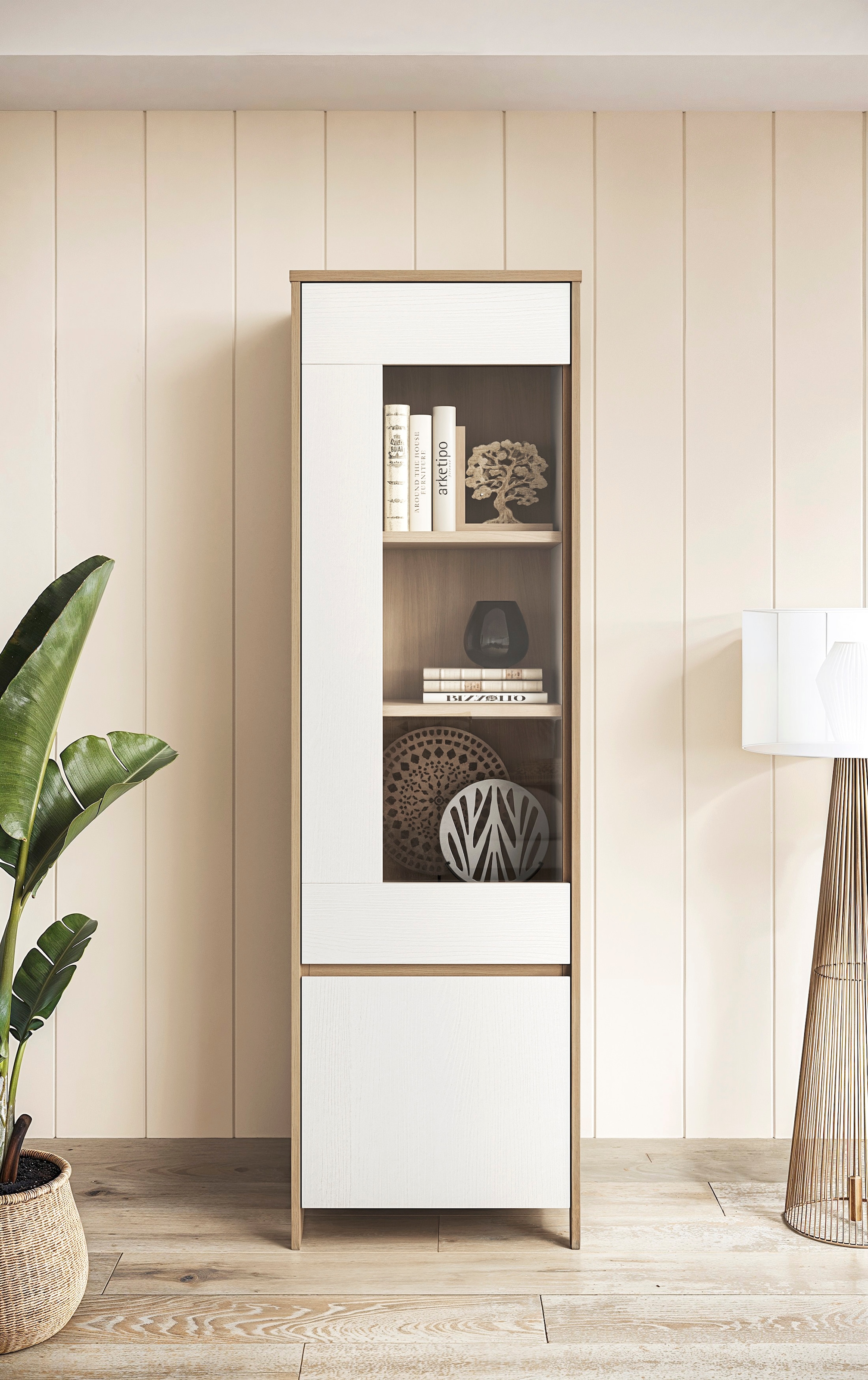 Home affaire Vitrine "Stranda, Hochschrank im Scandi-Style, moderne Glasvit günstig online kaufen