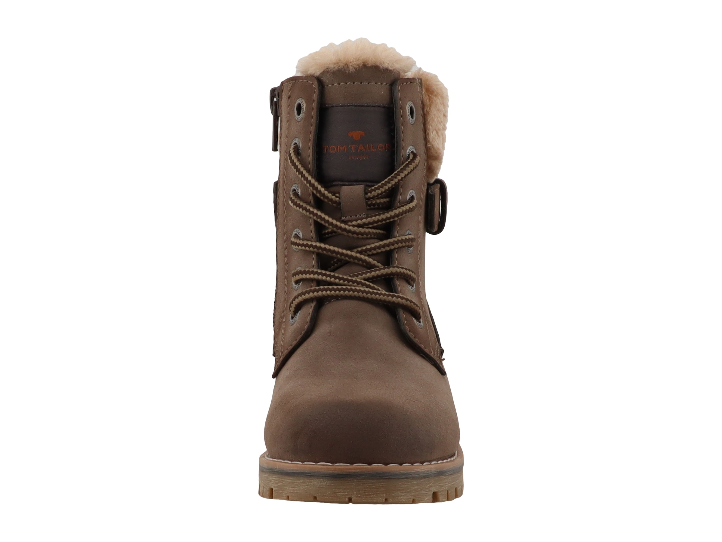 TOM TAILOR Winterstiefelette  Blockabsatz, Schnürboots mit Fellimitat am Schaftrand
