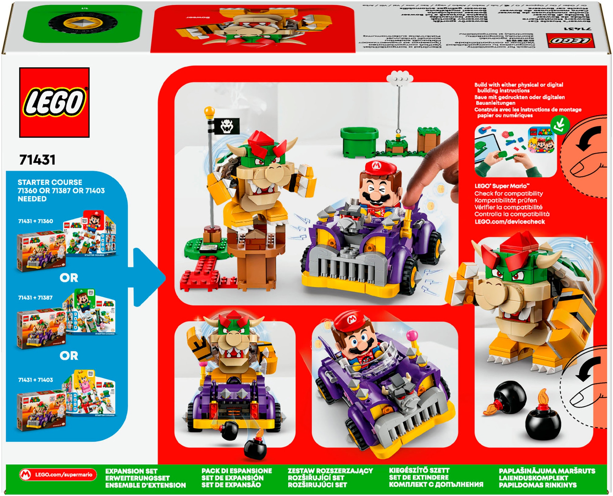 LEGO® Konstruktionsspielsteine »Bowsers Monsterkarre – Erweiterungsset (71431), LEGO Super Mario«, (458 St.), Made in Europe