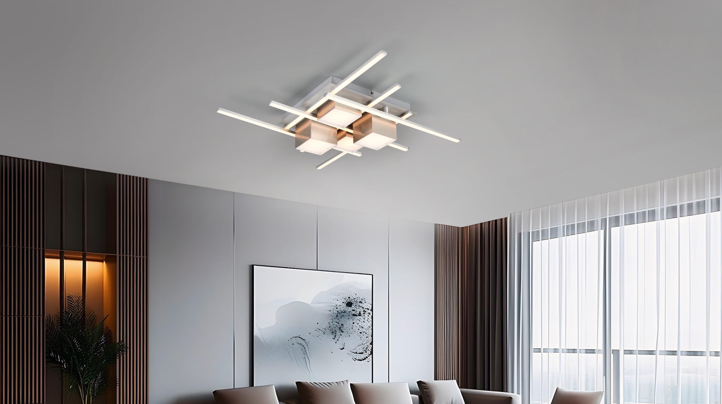 TRIO Leuchten LED Deckenleuchte »ROGER, 35W LED 4050 Lm Lichtfarbe einstellbar 2700-6500K Fernbedienung«, 1 flammig, Leuchtmittel LED-Board | LED fest integriert, Memoryfunktion, Nachtlicht, dimmbar per Fernbedienung oder Schalter