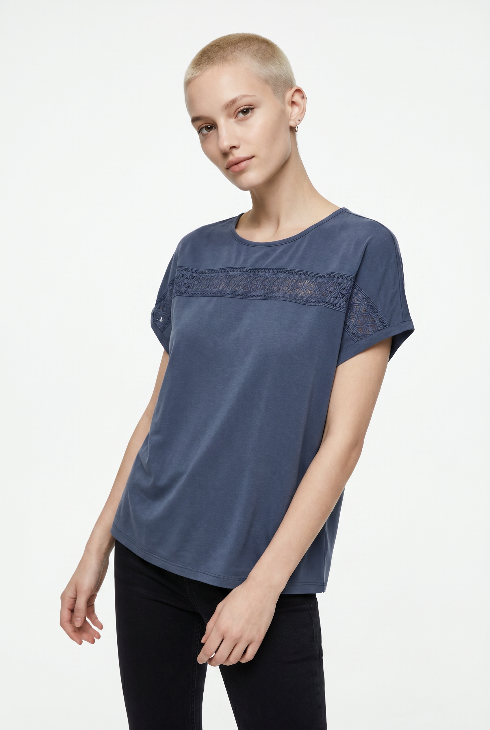 ONLY Kurzarmshirt »ONLFREE LIFE S/S LACE PANEL TOP JRS«